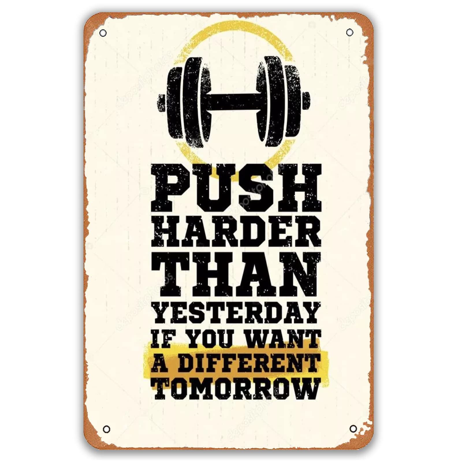 Retro Fitness Motivational Metal Tin Sign Inspiring Gym Workout Slogan Wall Decor Plaque for Yard Outdoor Man Cave 8x12 Inch