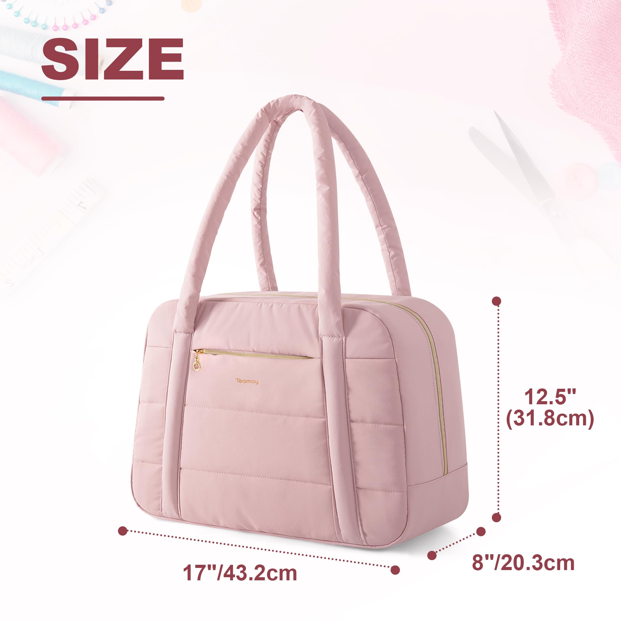 Teamoy Sac de Rangement Adapté à la Plupart des Machines à Coudre | Sac pour Machine à Coudre, Sac de Transport Rembourré pour Accessoires de Couture avec Passant pour Trolley