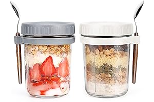 16 oz Oatmeal Bowls with Spoon and Lid - Perfect for Overnight Oats