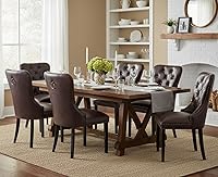 Vista 6 de CIMOTA Dark Brown Leather Dining Chairs Set of 6 Mid Century Modern Dining Room Chairs Tufted Upholstered Kitchen Dining Chairs Comfortable Side