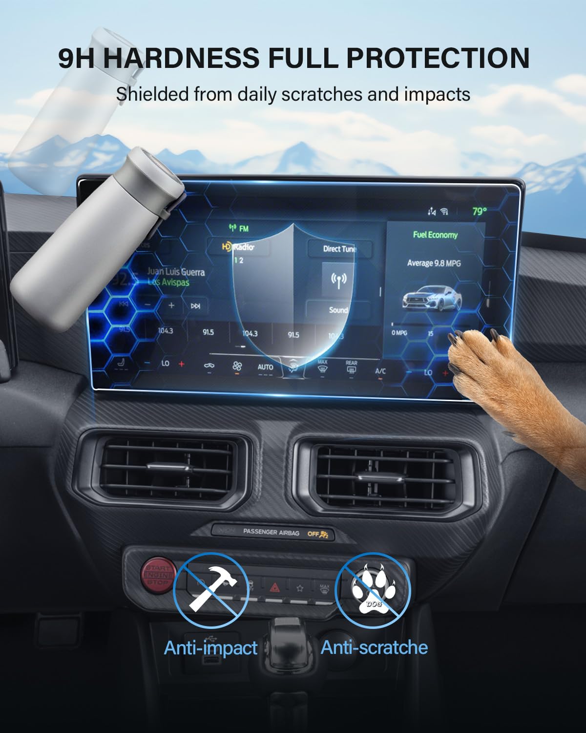 2024-2025 Mustang Dashboard Screen Protector - 12.4" Tempered Glass For Ford Mustang EcoBoost/GT