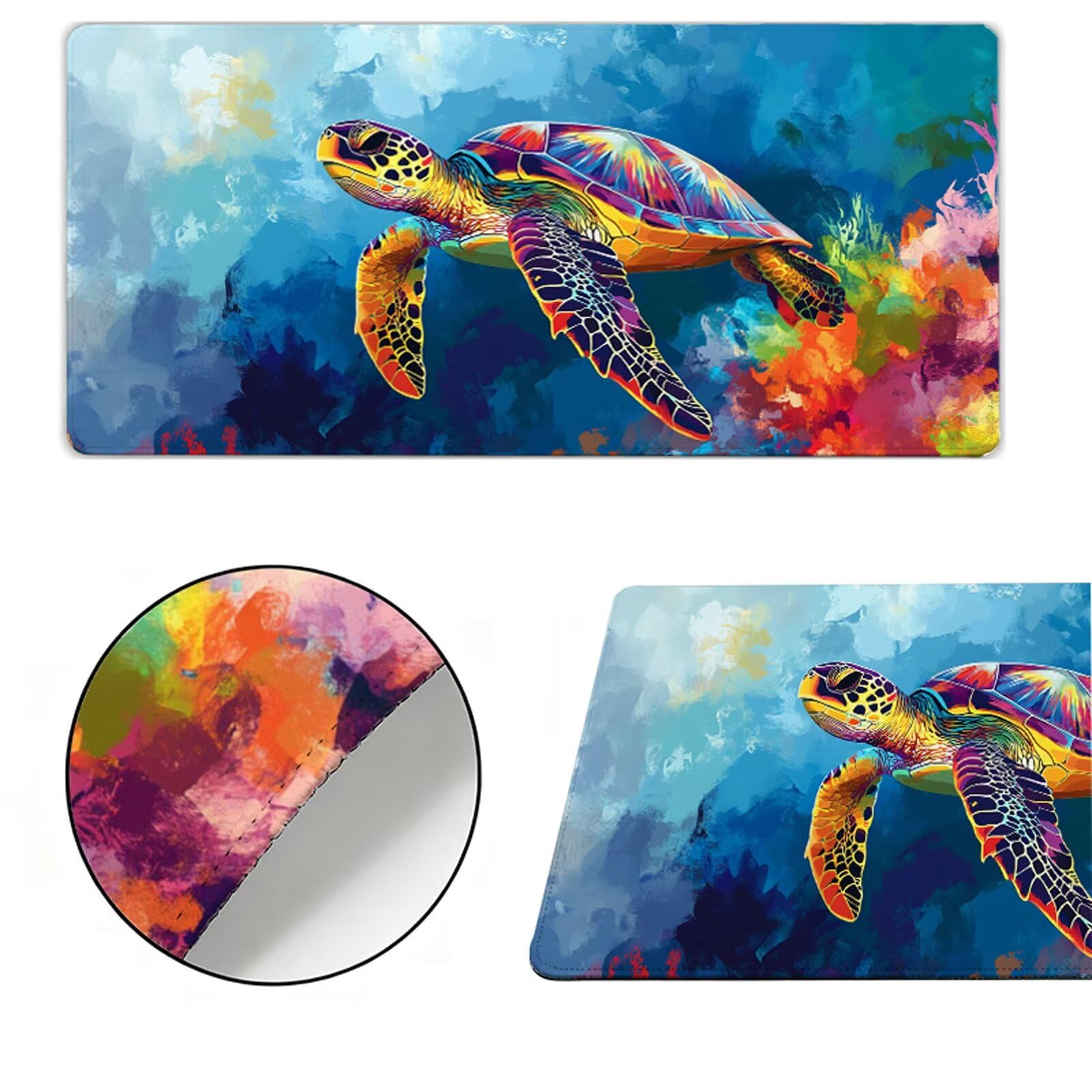 Podkładka pod mysz XXL 1200x600x3mm podkładka pod mysz żółwie podkładka pod mysz kolor poprawia precyzję i szybkość, wodoodporne antypoślizgowe, szyte krawędzie, akcesoria do gier, komputer biurowy