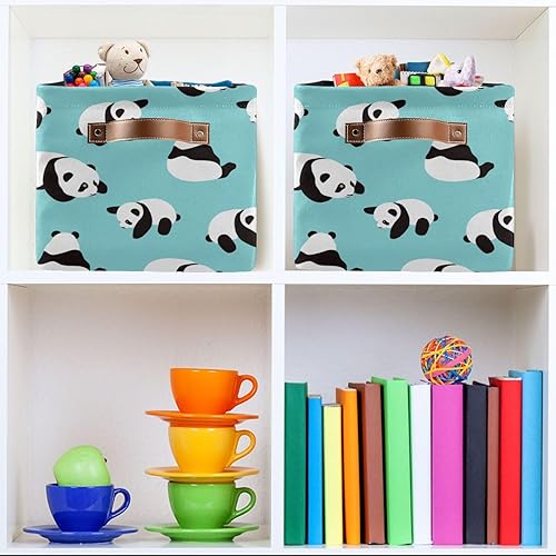 Miniatura 6 de Cesta de almacenamiento plegable con diseño de pandas de dibujos animados, cubos de almacenamiento, caja de ropa, juguetes de tela, cestas de regalo
