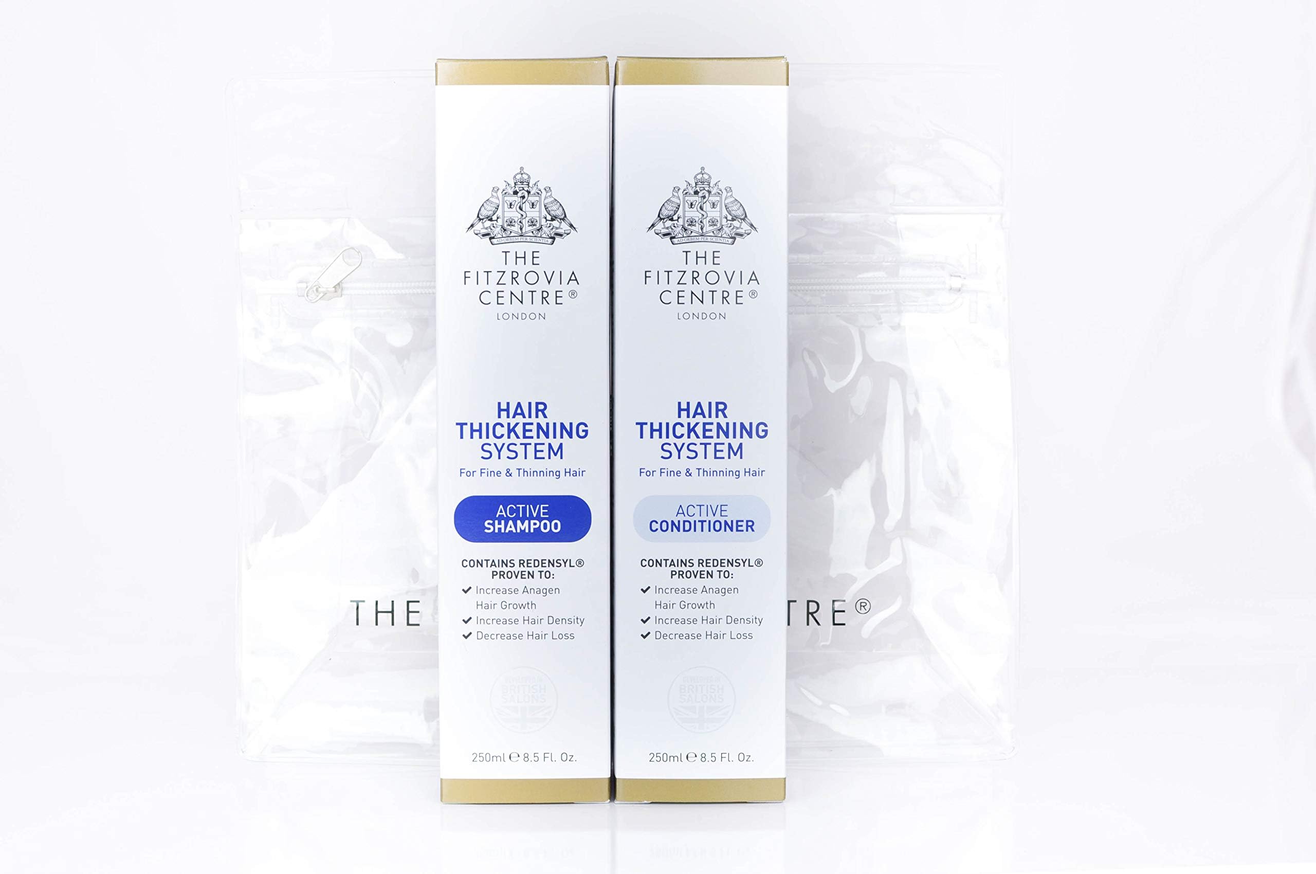 Hair Growth Shampoo + Conditioner Set - FREE Travel Bag | THE FITZROVIA CENTRE | Reduces Hair Loss | Stimulates Hair Growth | Thickens Hair | For Men & Women | 2 x 250ml