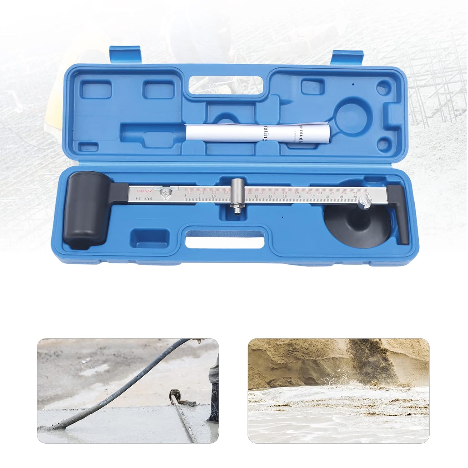 Mud Hydrometer, Scale Liquid Densimeter, Dual Scale Mud Gravity Balance Hydrometer with Measuring Range 0.96-2.5g/cm³ Measuring Accuracy 0.01g/cm³ for Road Construction Laboratory