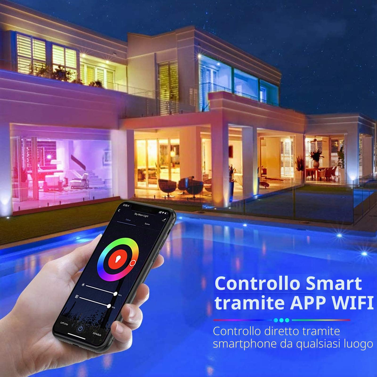 LUXONIC Striscia LED WiFi 30m(2×15m) 24V 5050 RGB, Sincronizzazione Musicale Controllata da APP per Smartphone Controllata, Funziona con Alexa Google Assistant, Strisce LED per Natale, Matrimoni,Feste