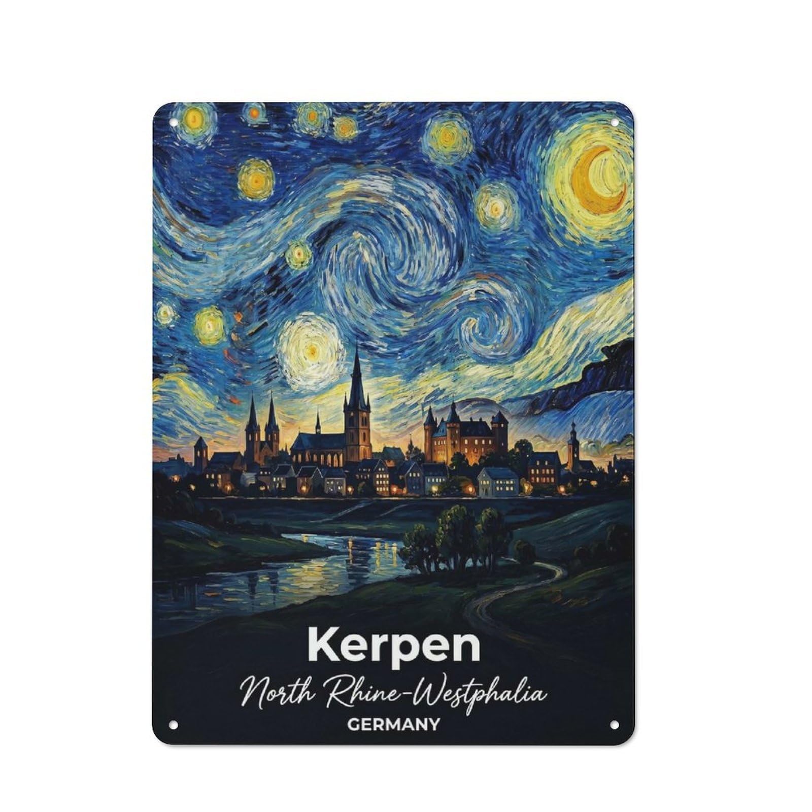 Junmoney Style-22 Kerpen, Germany Starry Night Retro-Style Tin Wall Plaque 40X30cm For Café Or Home Bar, For Themed Interiors In Cafés And Home Bars