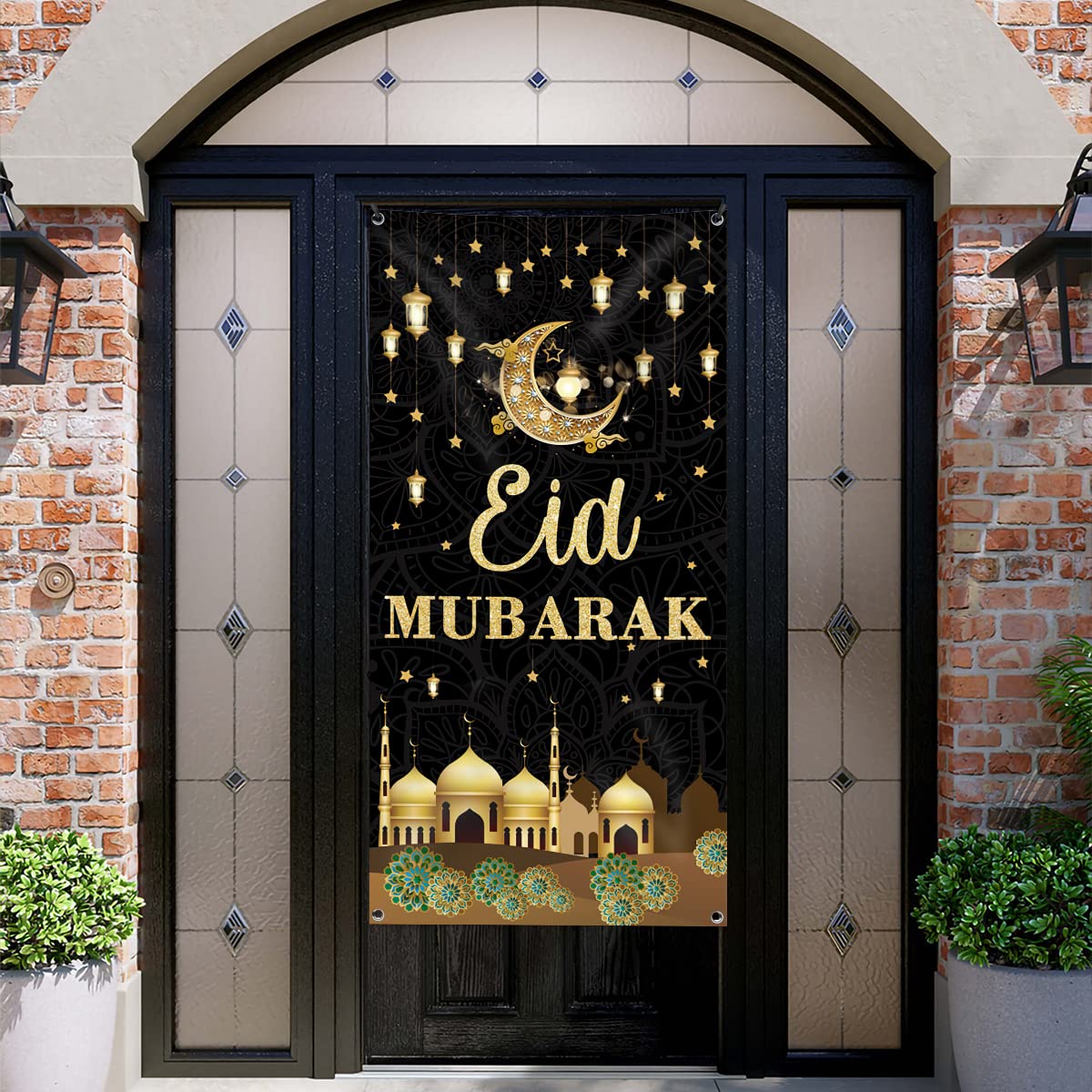 Baymety Ramadan Hintergrundbanner 180 X 109 Cm – Schwarz-Gold Dekoration Mit Sternen & Mond Für Eid
