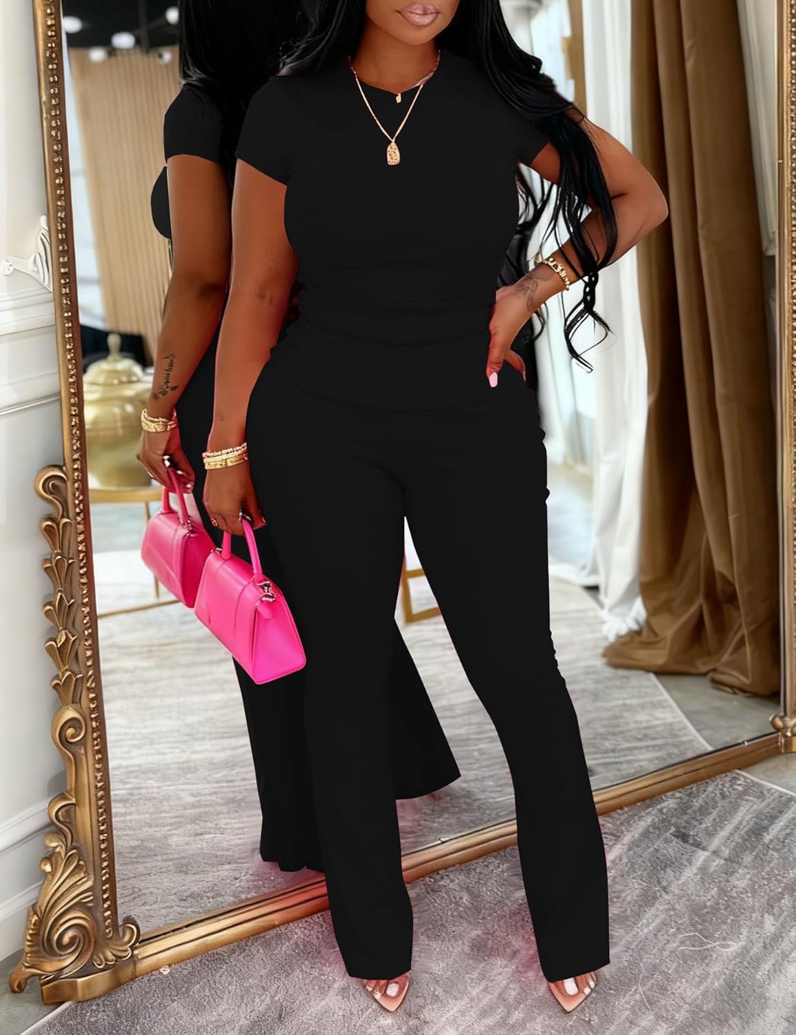 Ulovmi 2 Piece Sets For Women Summer Casual Tracksuit Jogger Sweatsuits - Image 4