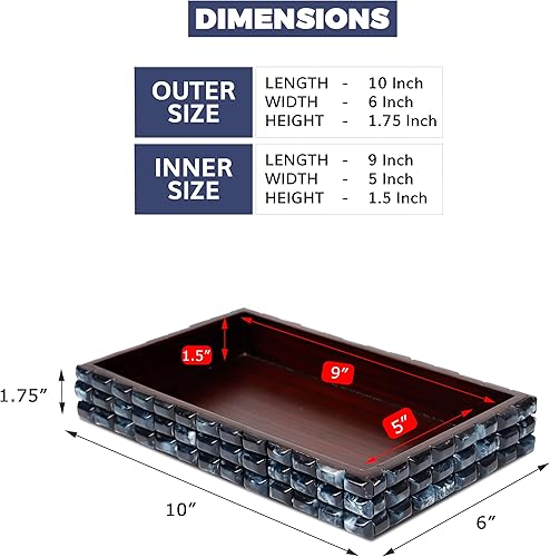Miniatura 4 de HANDICRAFTS HOME Bandeja de toalla hecha a mano con patrón Yinyang de 10 x 6 pulgadas, bandeja de baño pequeña, soporte para toallas de invitados,