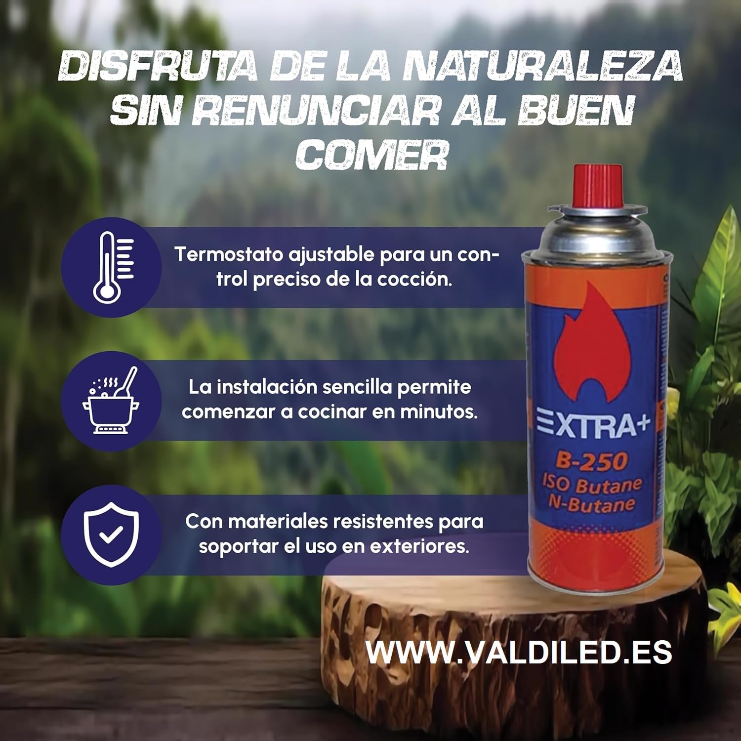 Extra+ Hornillo Portátil con 4 Cartuchos de Gas y Maletín de Transporte, Cocina de Gas