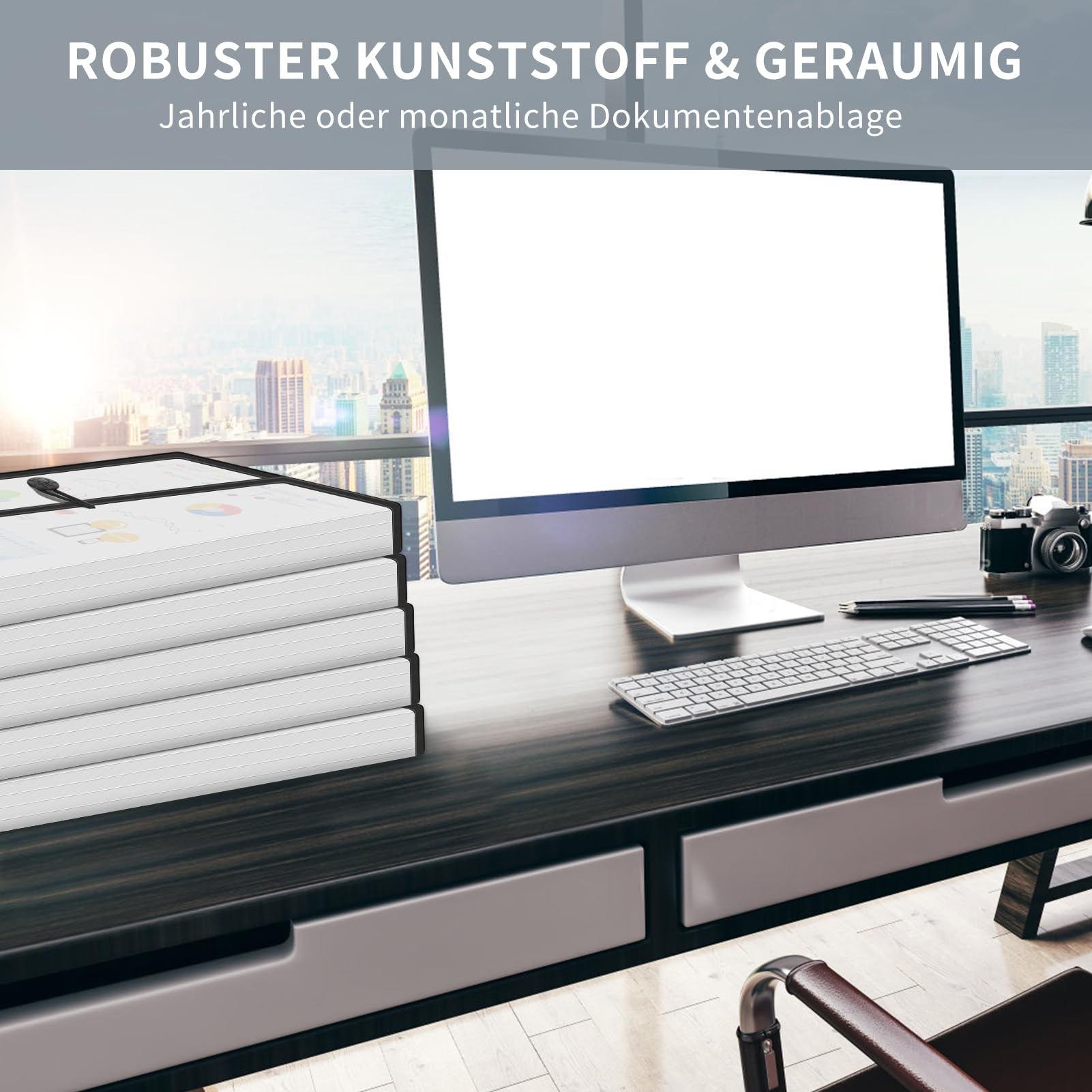 FYY Dokumententasche A4,Dokumentenmappe A4 Kunststoff Sammelmappen mit Umschlag tasche Mappen,Wasserdicht Druckknopf Sichttasche Dokumenten mit Etiketten für Büro, Schule, Haus,9 Stück Schwarz