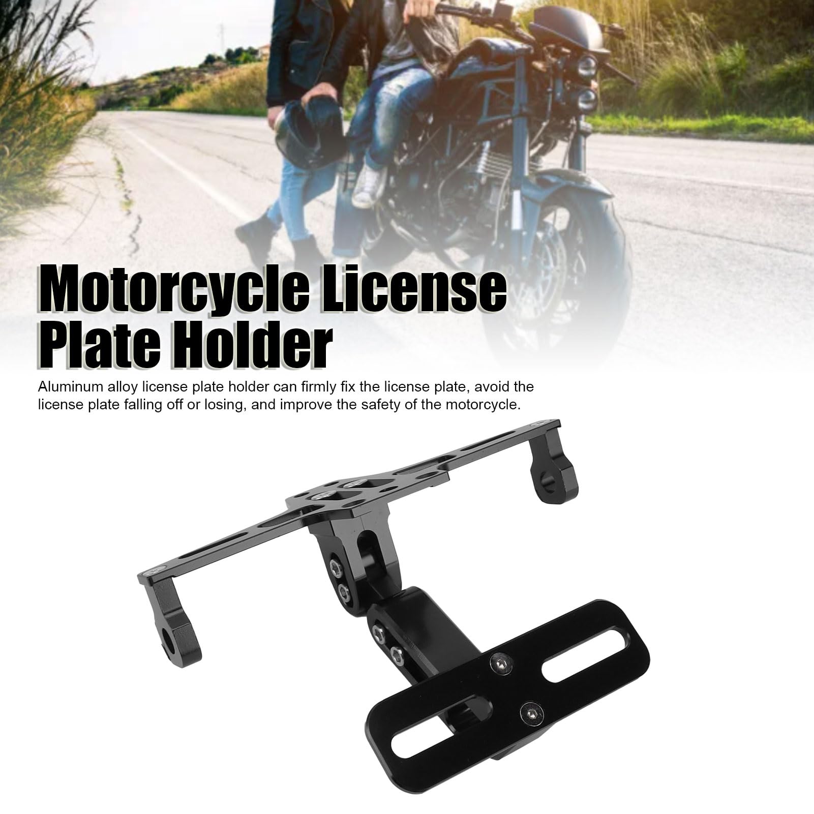 Staffa per Targa Moto, Porta Targa Moto Regolabile in Lega di Alluminio CNC per Moto ATV (Nero)