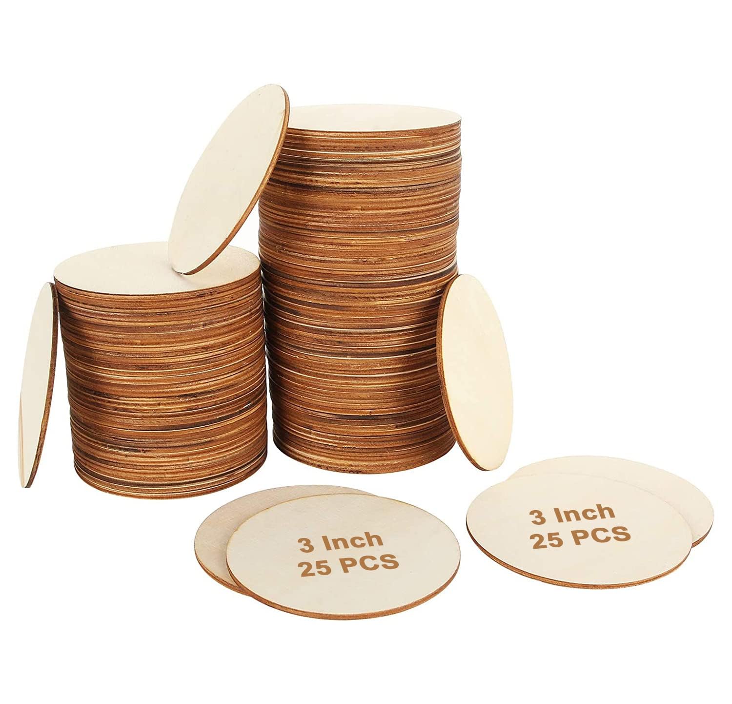 Wooden Round MDF DIY Coasters, 3 Inch Diameter, 3mm Thick, 25 Pieces, Natural MDF for DIY Crafts for Coaster and Decoration-image-48