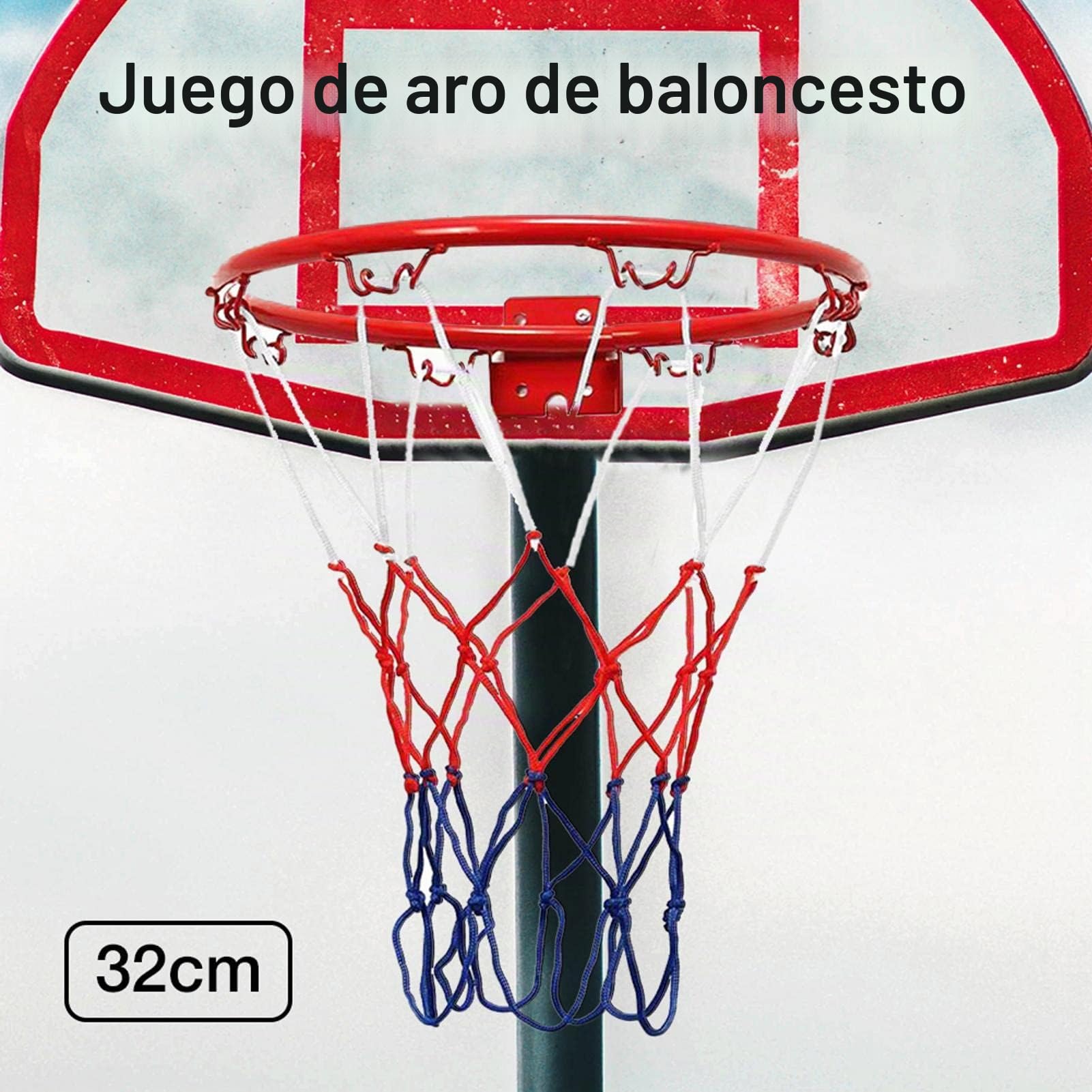 Canasta de baloncesto de pared de hierro con malla, para exterior e interior, apto para las dimensiones de un canasta estándar, 32 cm