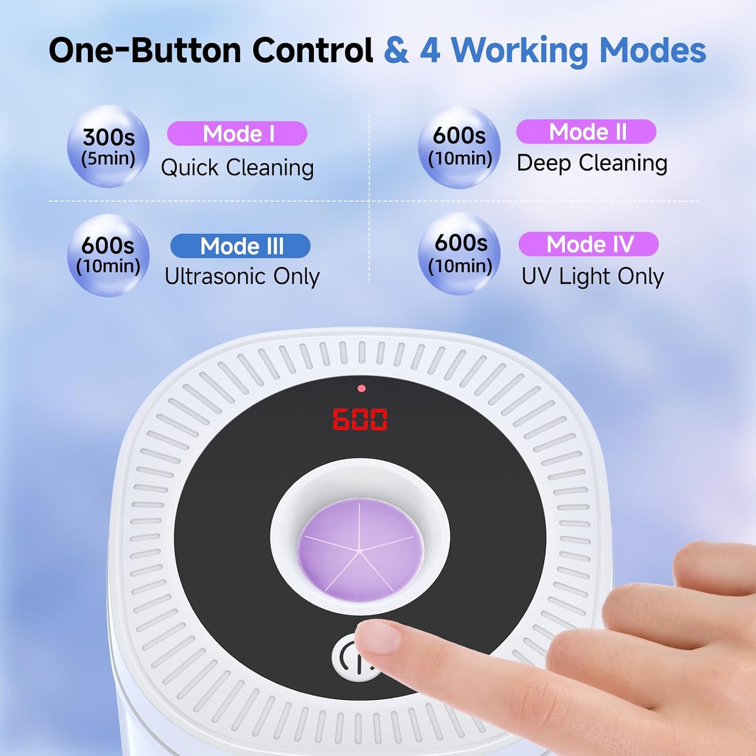 Ultrasonic Retainer Cleaner Machine, 45kHz Dental Cleaning Pod for Denture, Aligner, Nightguard, Mouth Guard, Toothbrush, Jewelry, with Digital Timer, 200ML & 4 Modes for All Dental Appliances - Image 5