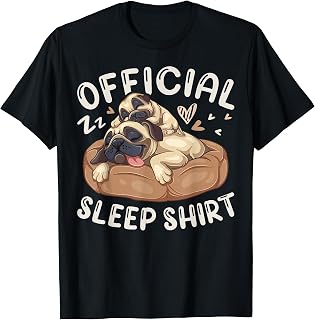 Official Sleep Shirt, Pug Dog with Puppy T-Shirt