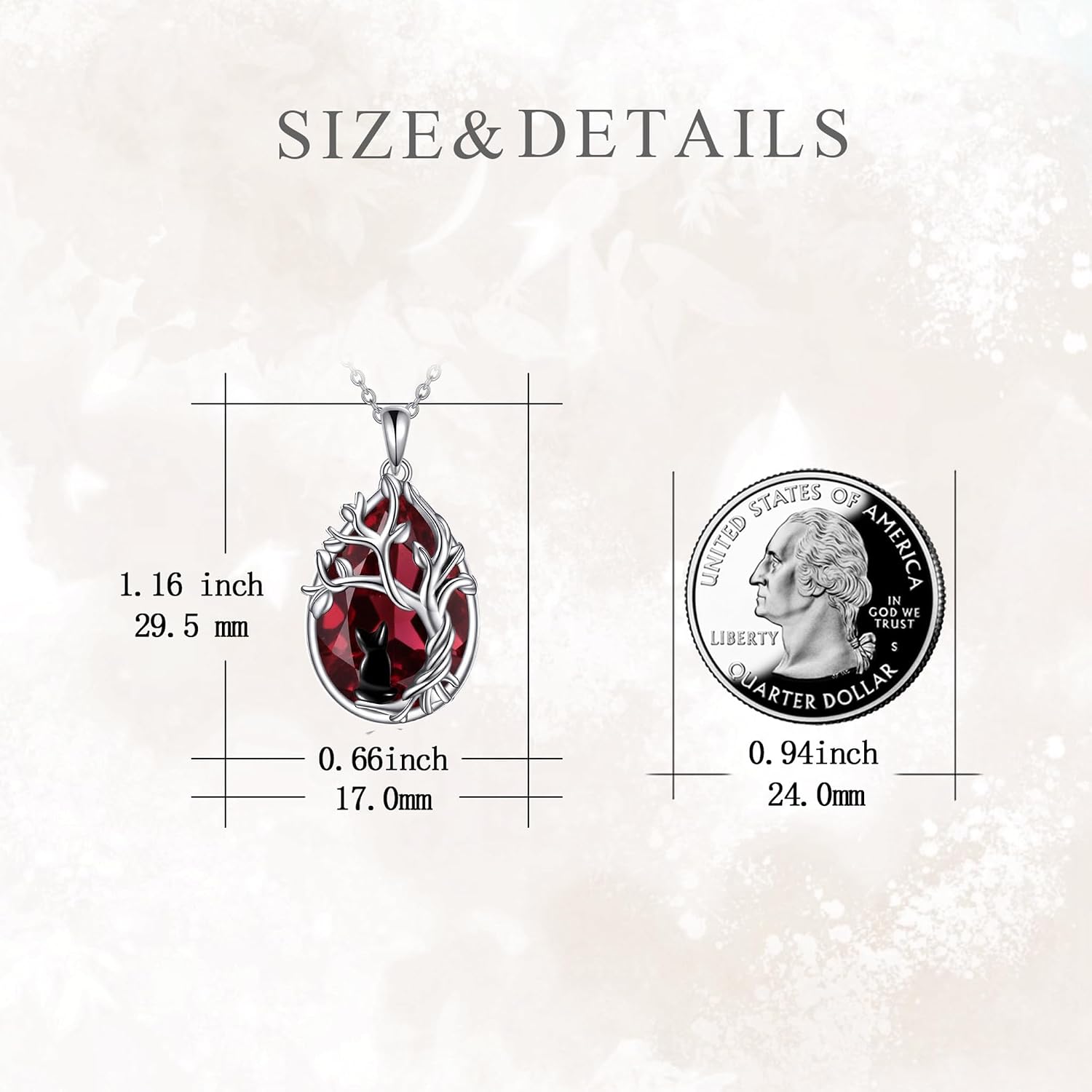 Celtic Filigree Tree Cat Necklace for Women Gemstone Jewelry Gifts