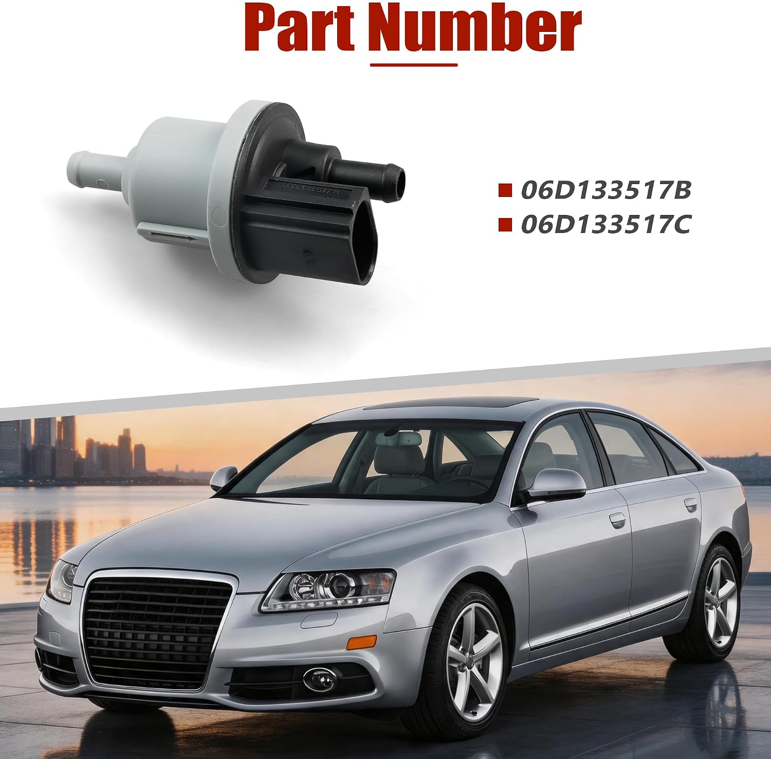 Vapor Canister Purge Valve Solenoid For Audi A6 A8 Q7 S6 S8 For VW Touareg 2004-2011,Replaces 06D133517B 06D133517C