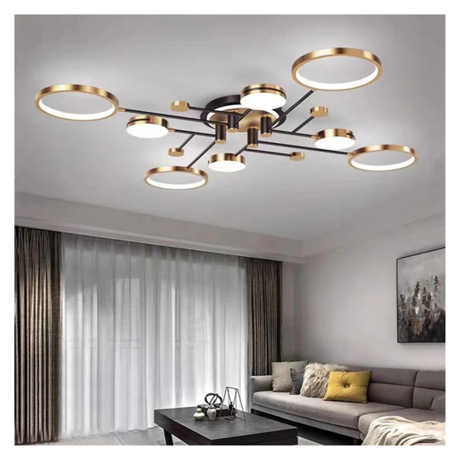 Genérico Lámparas de araña, Lámparas colgantes LED de estilo nórdico moderno for sala estar, comedor, dormitorio, lámparas techo decorativas(Remote Dimming,Gold-6 Heads)