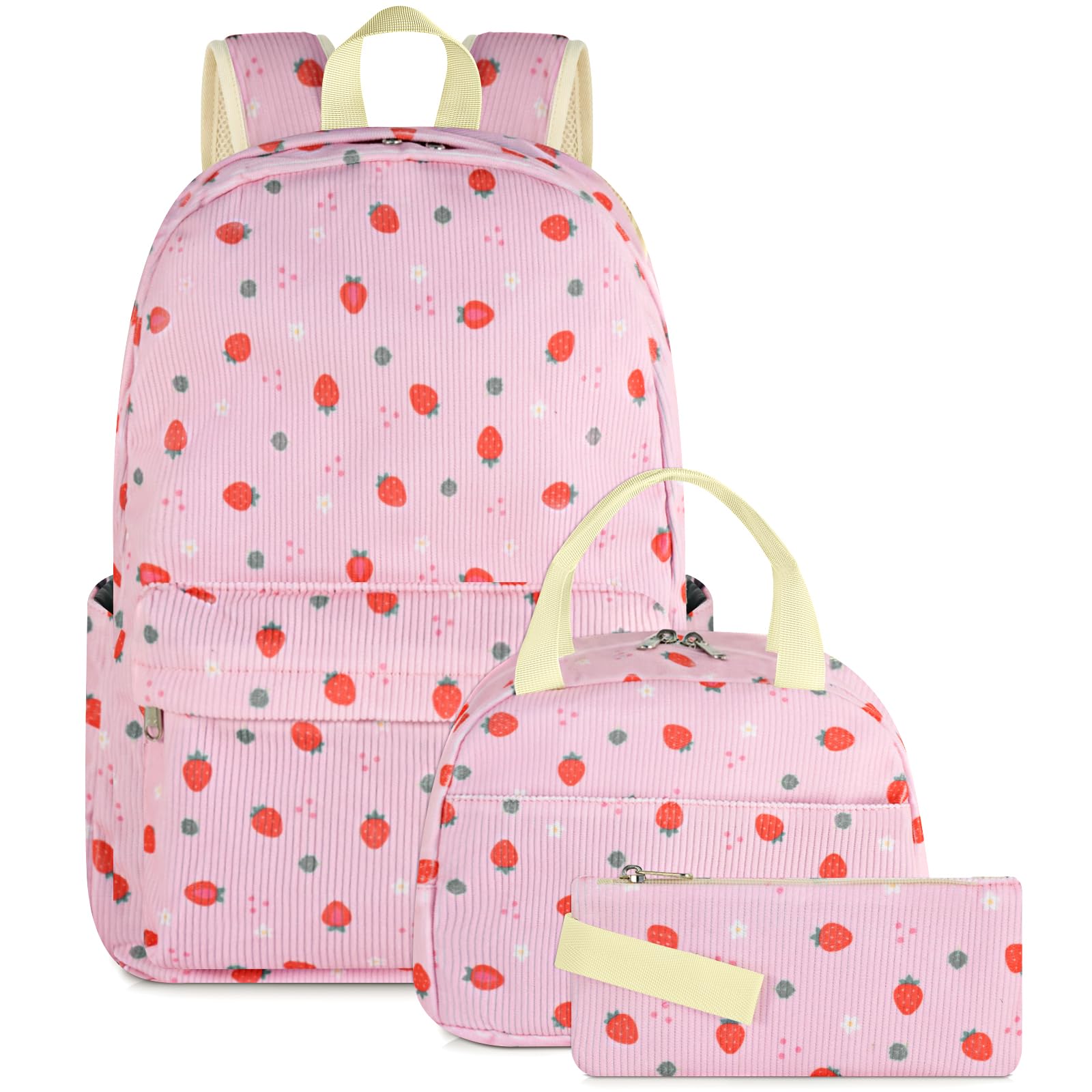 Fiuned School Backpack for Teen Girls Kids Bookbag Set with Lunch Box Pencil Case 17" Large Capacity Backpack Casual Daypack