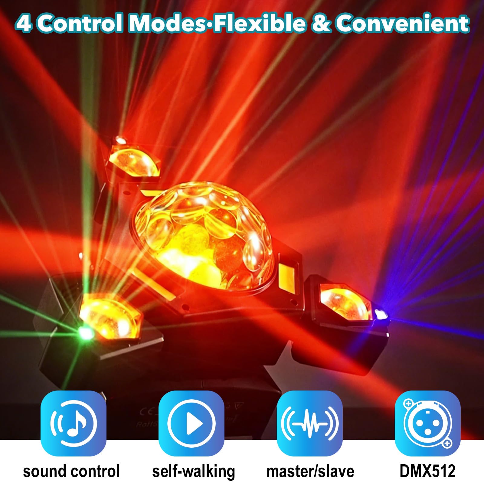 80 W RGBW LED Illuminazione da palcoscenico DJ con effetto fascio RGB, 20 canali DMX512, suono attivato Strobe, Master-lave Auto Run, 0-100% oscuramento delicato per feste, club, discoteche, matrimoni