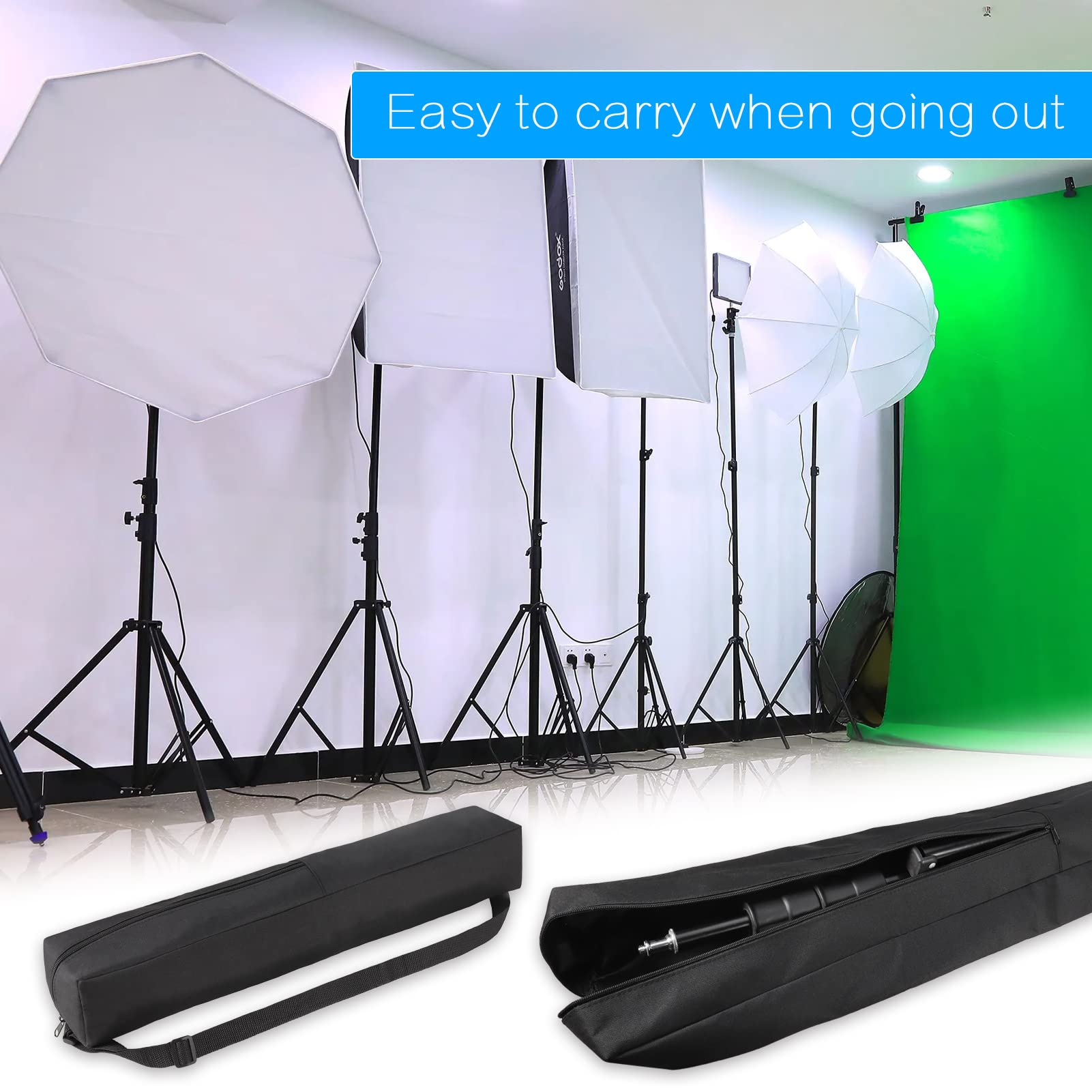 Zocipro 2 Stück Stativtasche, Tragetasche für Lichtständer und Kamera, Tripod Bag mit Tragegriff (100cm/60cm)