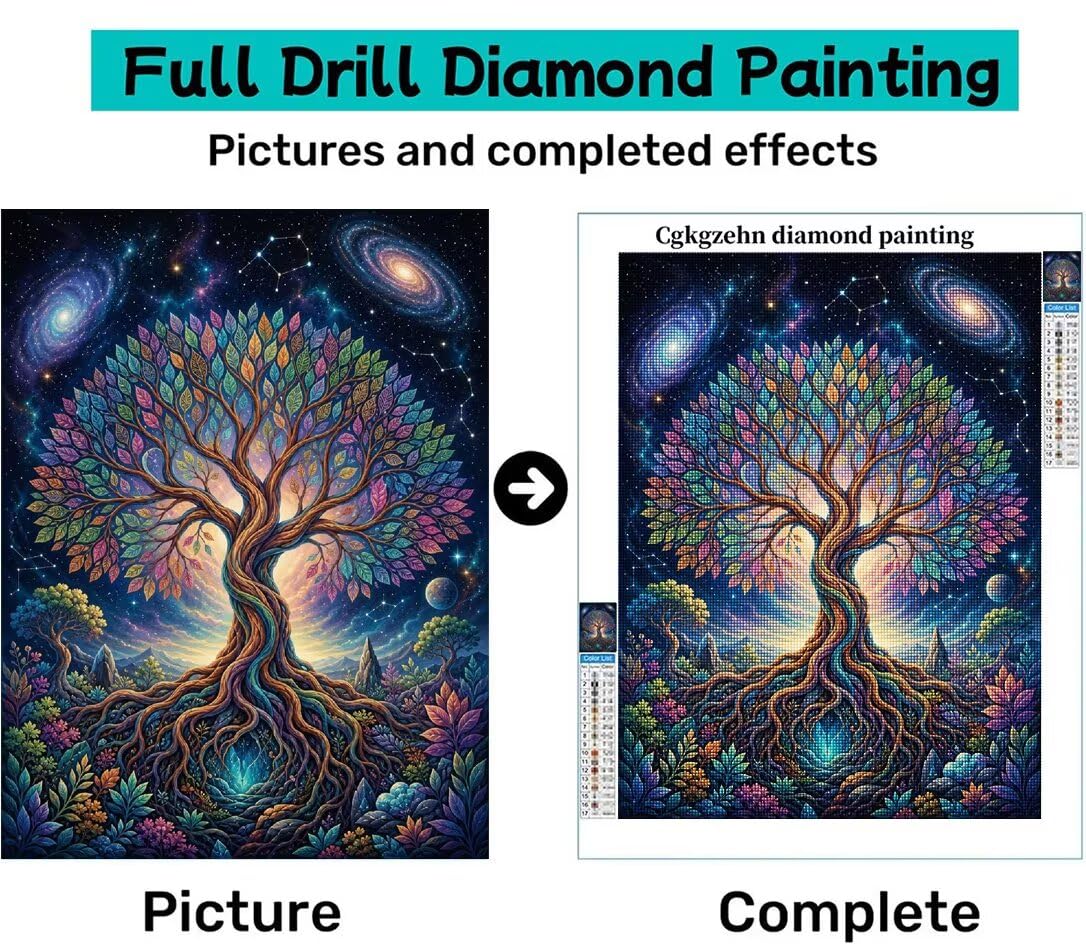 Diamond Painting Árbol de la Vida Kit, Manualidad Creativa100x130cm C8-144
