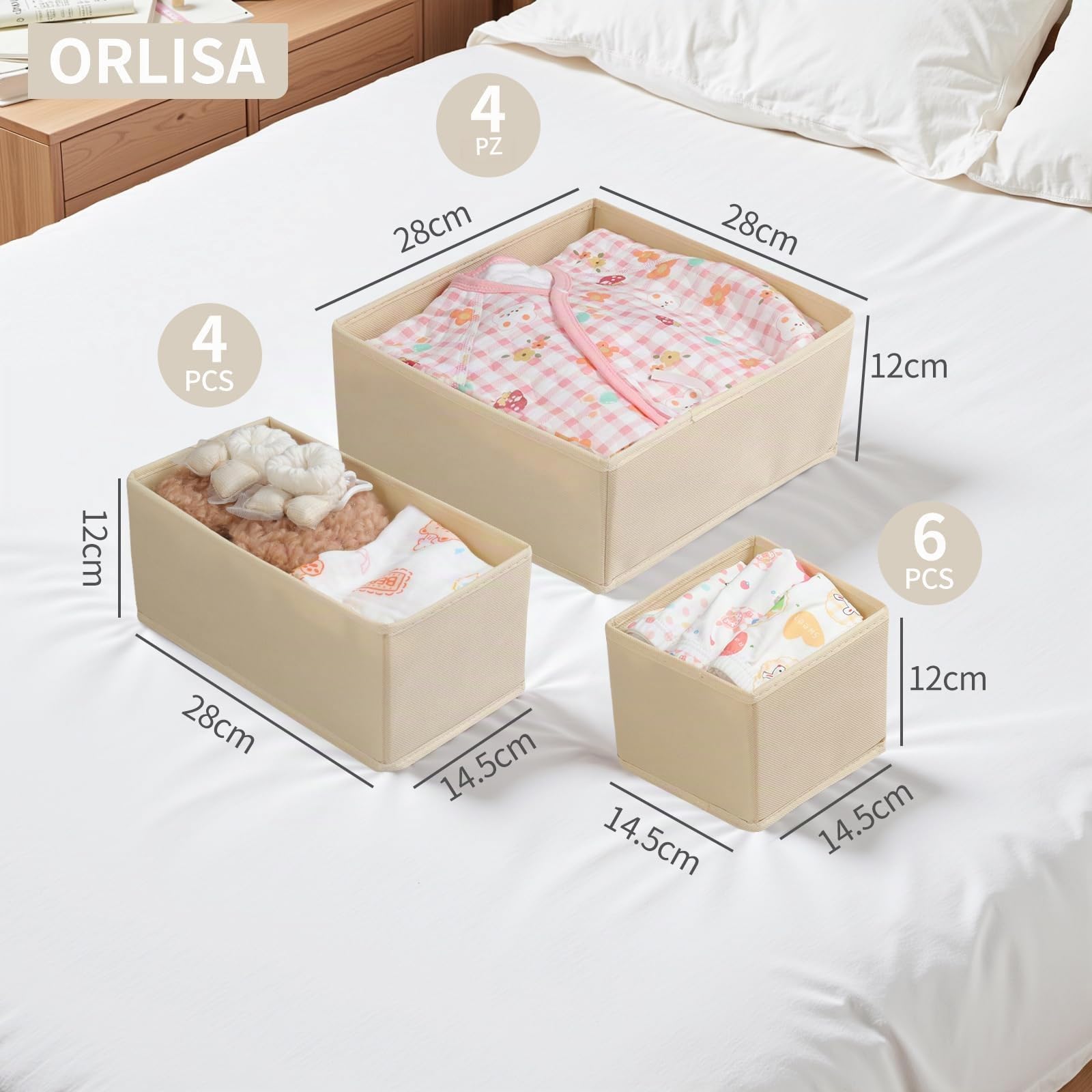 Malm Organizzatore per Malm Comò Cassettiera Organizzatore per Vestiti Pieghevole e Lavabile Flessibile Combinabile Armadio Organizzatore per Armadio o Cassettiera 14 Pezzi, Beige