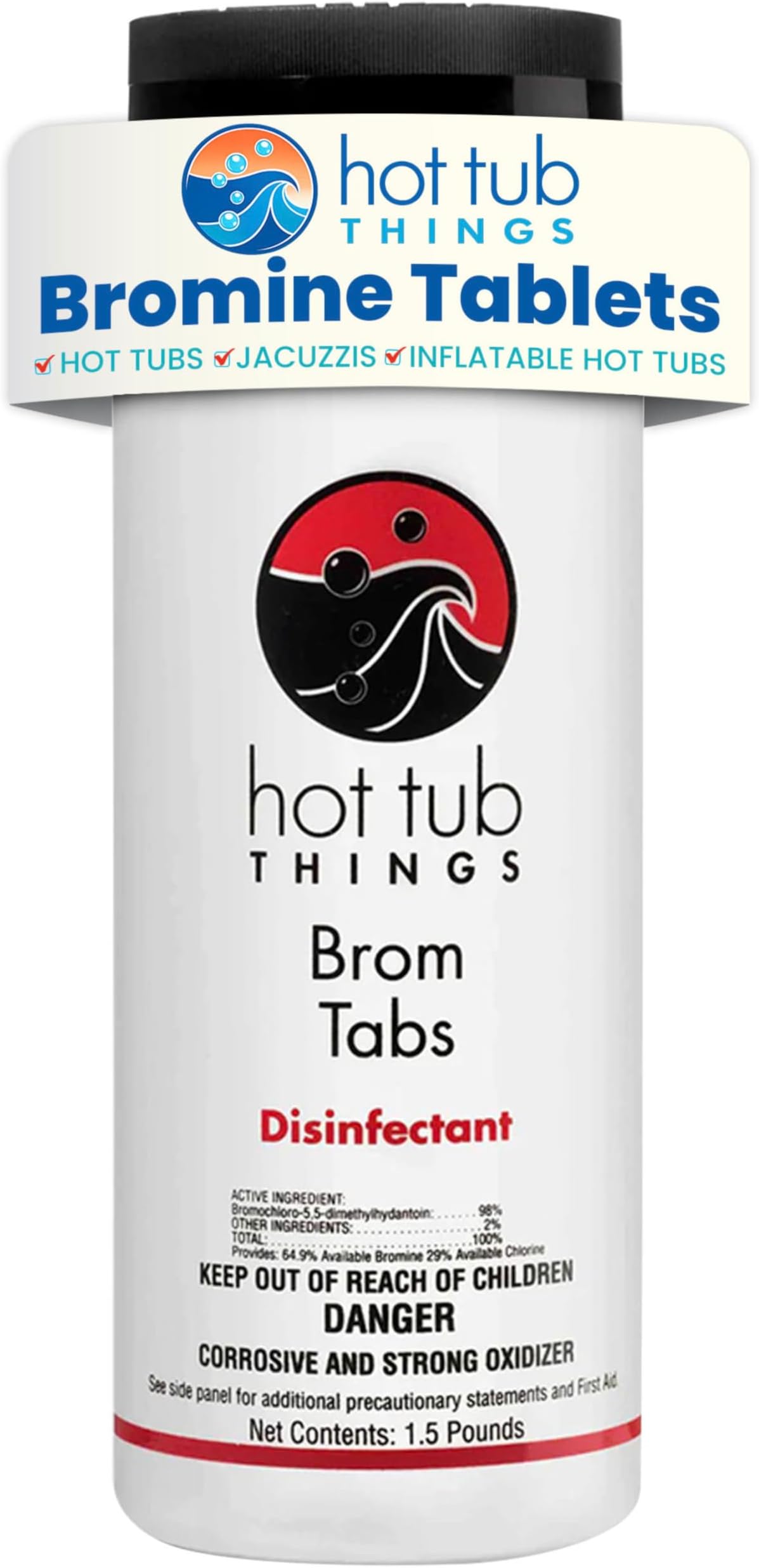 - Hot Tub Things Bromine Tablets for Hot Tub & Spa - Powerful Water Sanitizer for Clean and Safe Water, Ideal for Hot Water & Sensitive Skin, Compatible with Bromine Floaters & Spa Systems - 1.5 Pounds