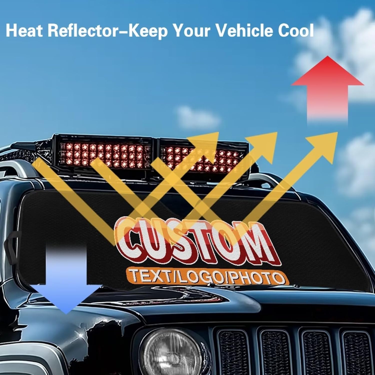 Custom Design Windshield Sunshade for 2007-2023 Wrangler Rubicon Sahara TJ JK JKU 2 & 4 Door Car Sun Shade