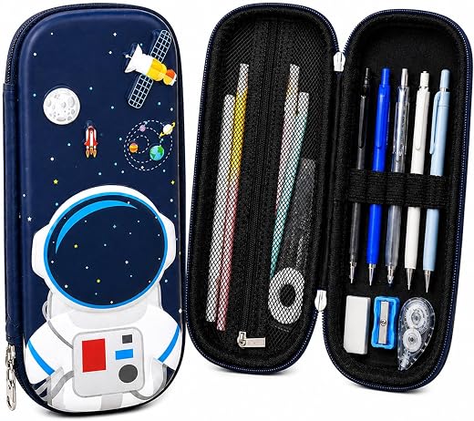 Goyal's 3D Astronaut Geometry Pencil Pouch for Kids Boys Girls | Hard Shell EVA Pencil Case | Large Capacity Double Layer ...