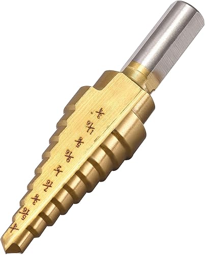 Miniatura 4 de uxcell Broca escalonada HSS4241 1/4" a 3/4" 9 tamaños flautas rectas vástago triangular para metal madera plástico