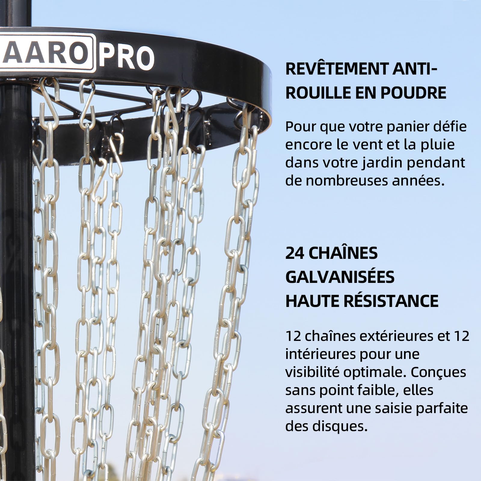 Panier de Disc Golf HIAARO Pro approuvé par la PDGA, Cible de Disc Golf Portable avec 24 chaînes Robustes, Ensemble de Panier Professionnel avec Sac de Transport et 3 disques