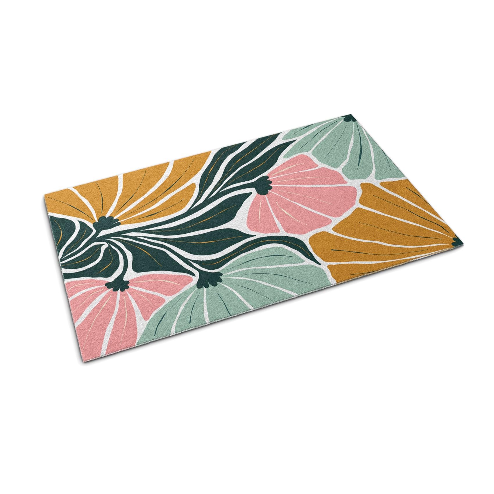 Paillasson 60x40cm fleurs géométriques et tapis d'accueil de sol antidérapant