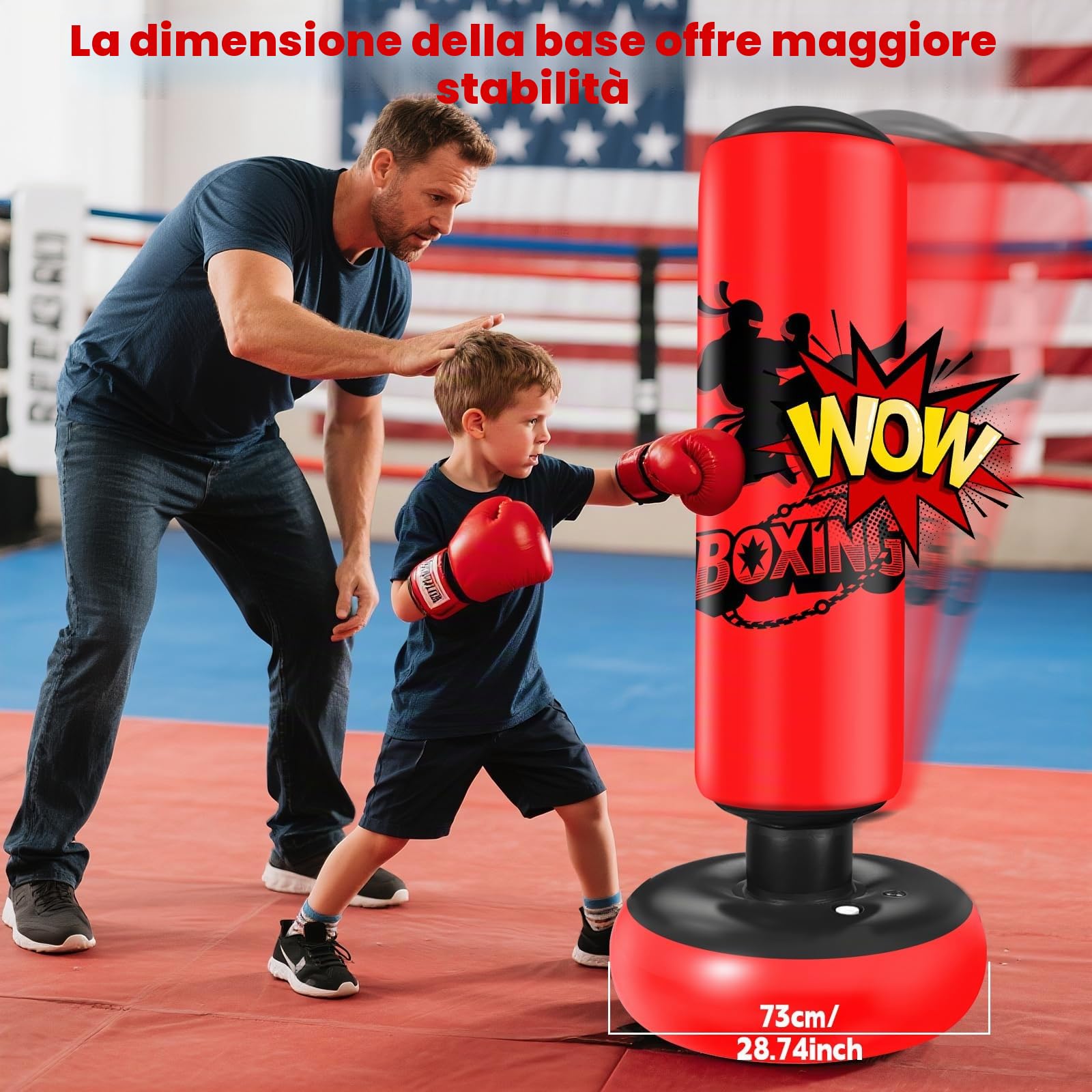 Qoosea Sacco da Boxe per Bambini 6-12 Anni, 160cm Stabile Sacco da Boxe Gonfiabile con Guanti da Boxe, Pratica di Taekwondo Karate Attrezzatura da Allenamento MMA, Regalo per Ragazzi Ragazze
