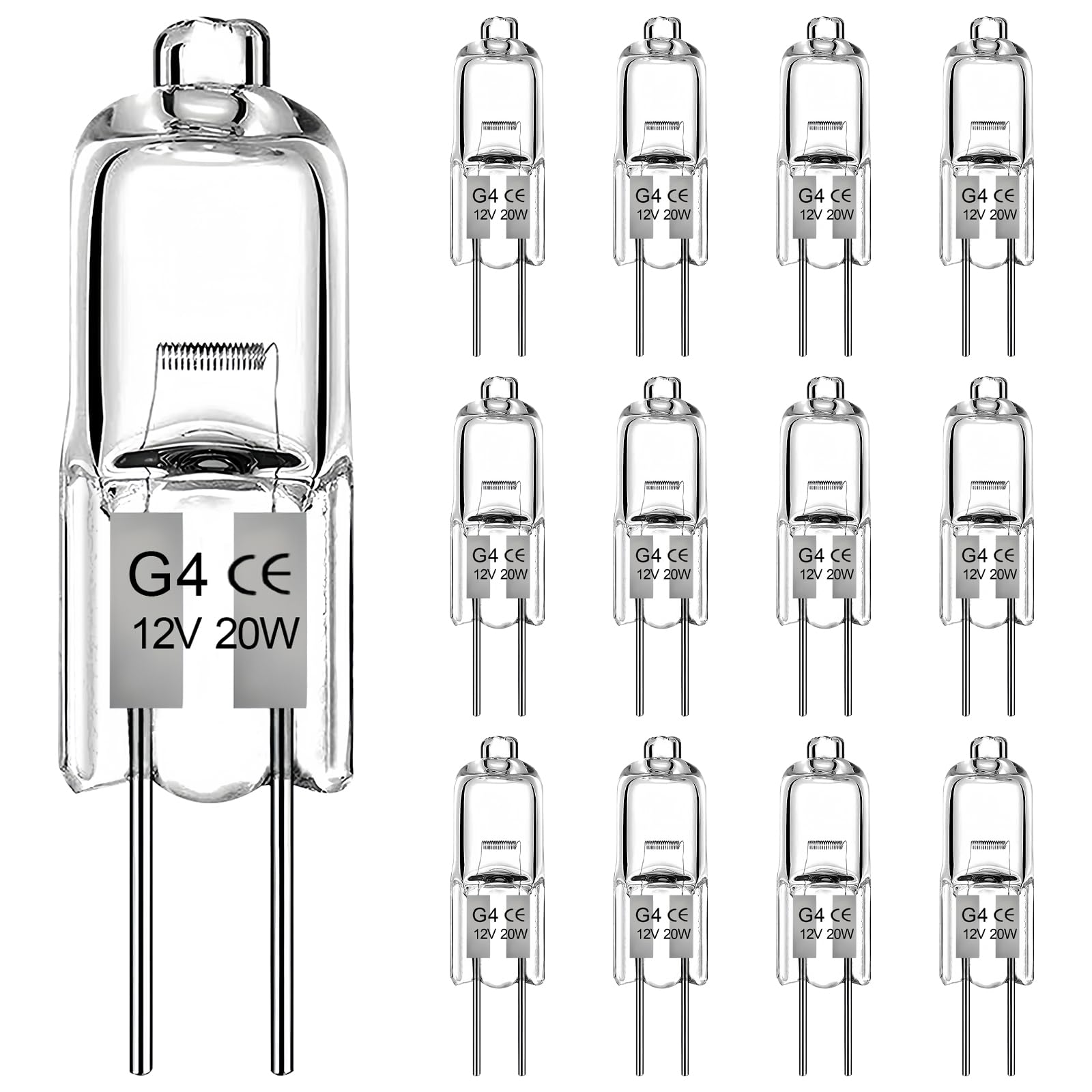 Givurao G4 Halogenlampe 20W, 12 Stück G4 12V Halogenglühbirne Dimmbar 2700K Warmweiß 280LM Kein Flackern 2 Pin Halogenlampen 20 Watt für Kronleuchter Dunstabzugshauben Schrankbeleuchtung