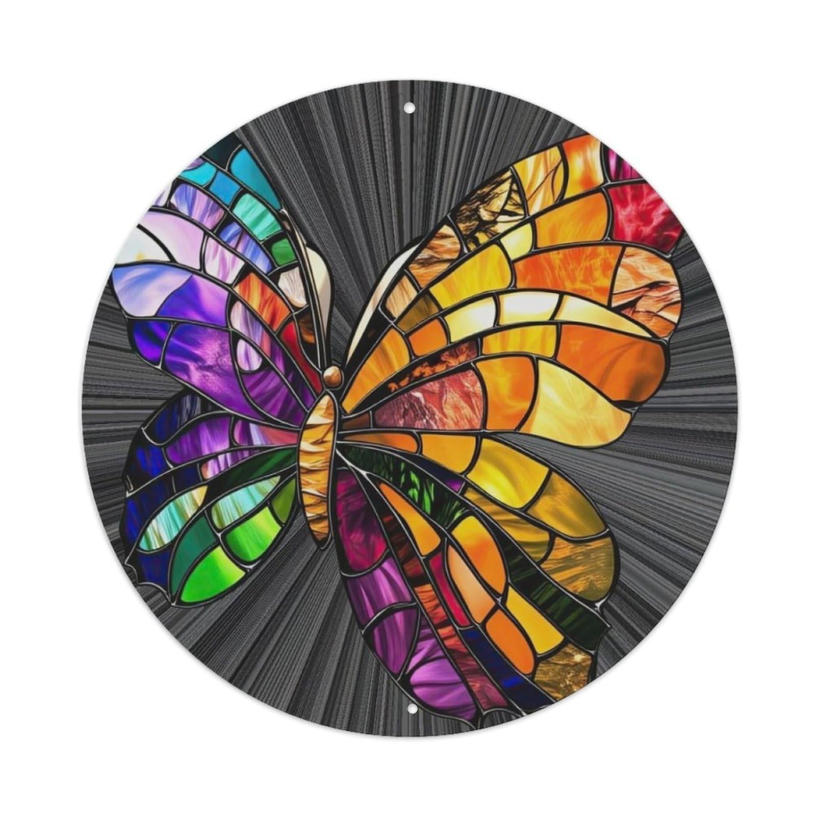 Stained Glass Butterfly Art Metal Tin Sign