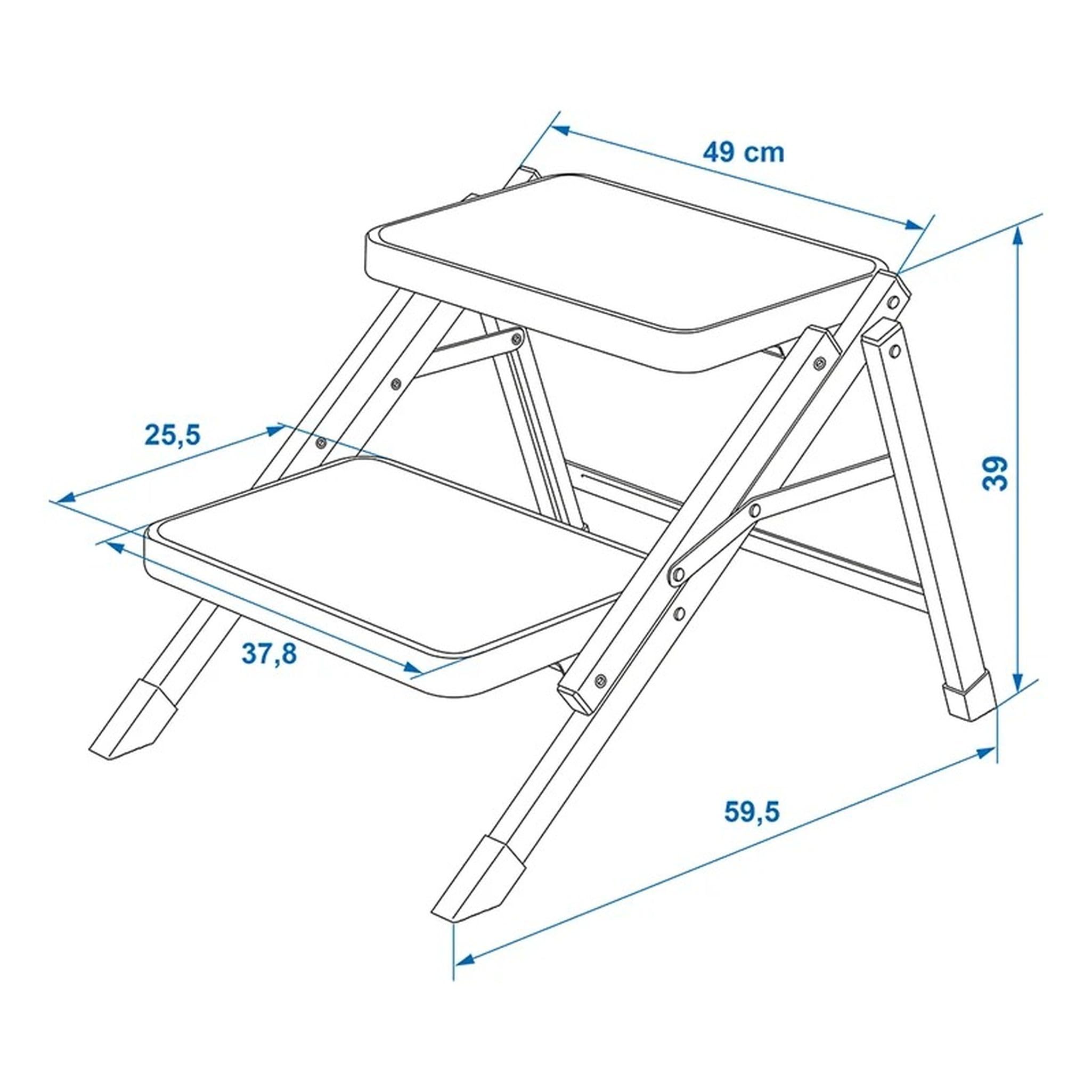 Doble peldaño plegable 59,5 x 49 x 39 cm con 2 peldaños antideslizantes 37,8 x 25,5 cm escalón plegable para autocaravana, camping, máx. 150 kg EN14183