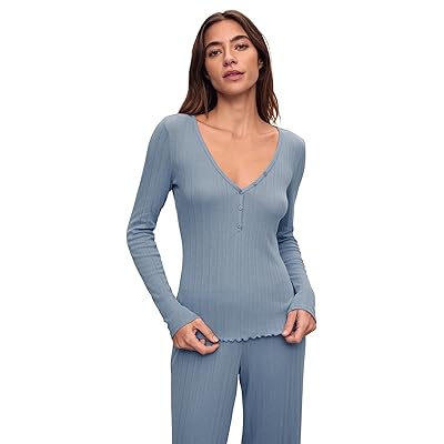 Eberjey Pointelle V Neck Henley Women