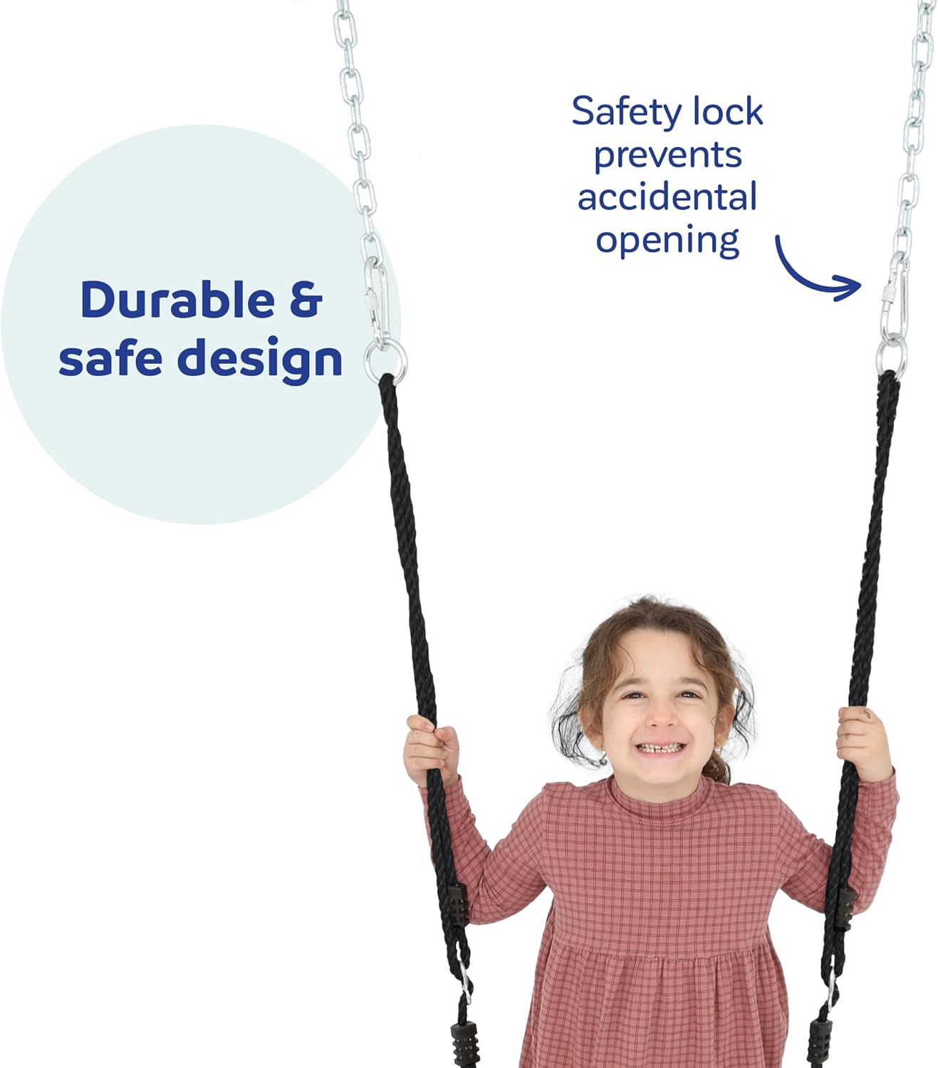 Fun and Function Height Adjustable Swing Chain Hardware - Swing Extension Chain - Sensory Swing Extension Chain - Stainless Steel Swing Chain - Swing Chain and Hooks - 2 Carabiners