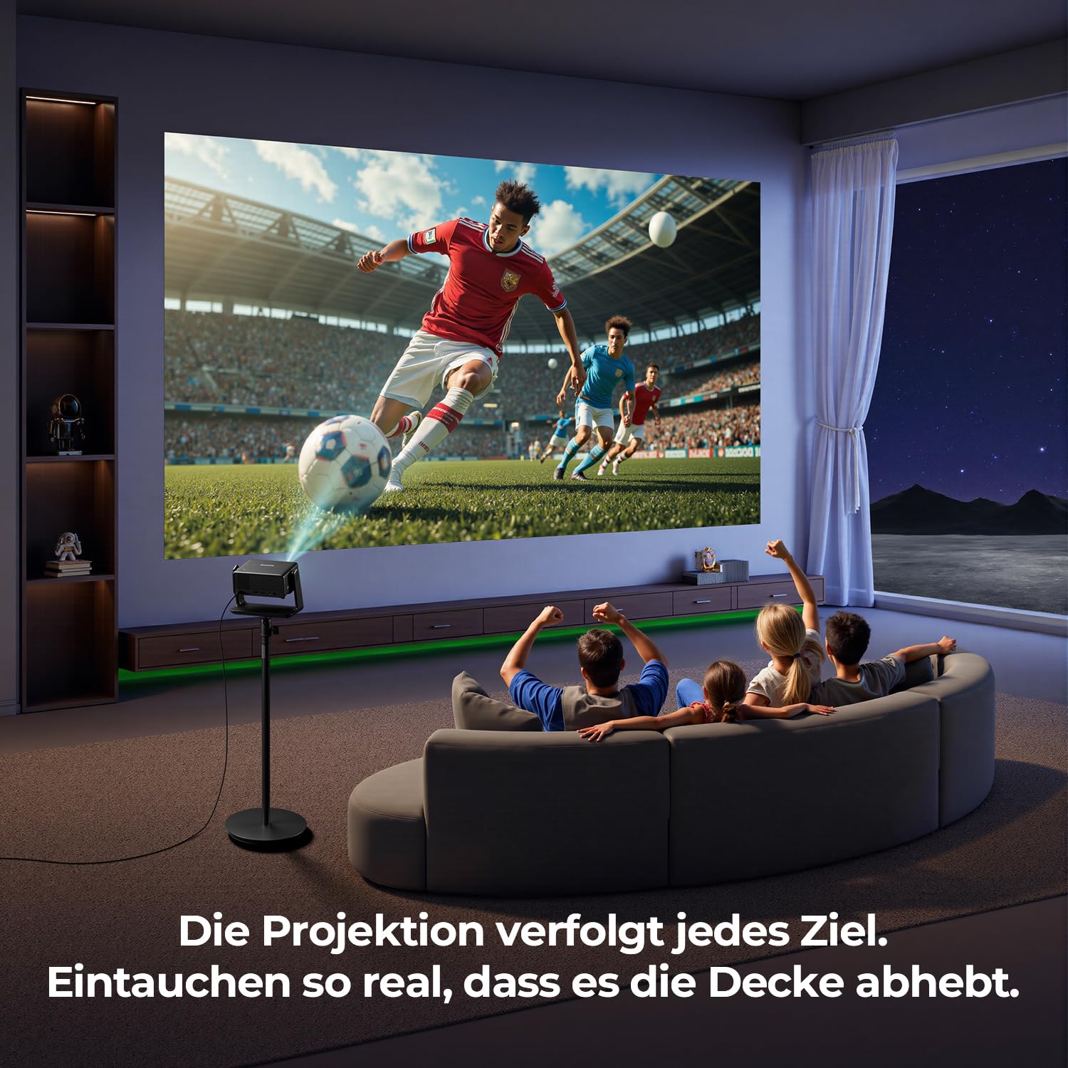 Mini Beamer 4K unterstützt Native 1080P, 28000 Lumen, WLAN 6, Bluetooth, elektrischer Fokus, 4D Keystone, kompatibel mit Netflix
