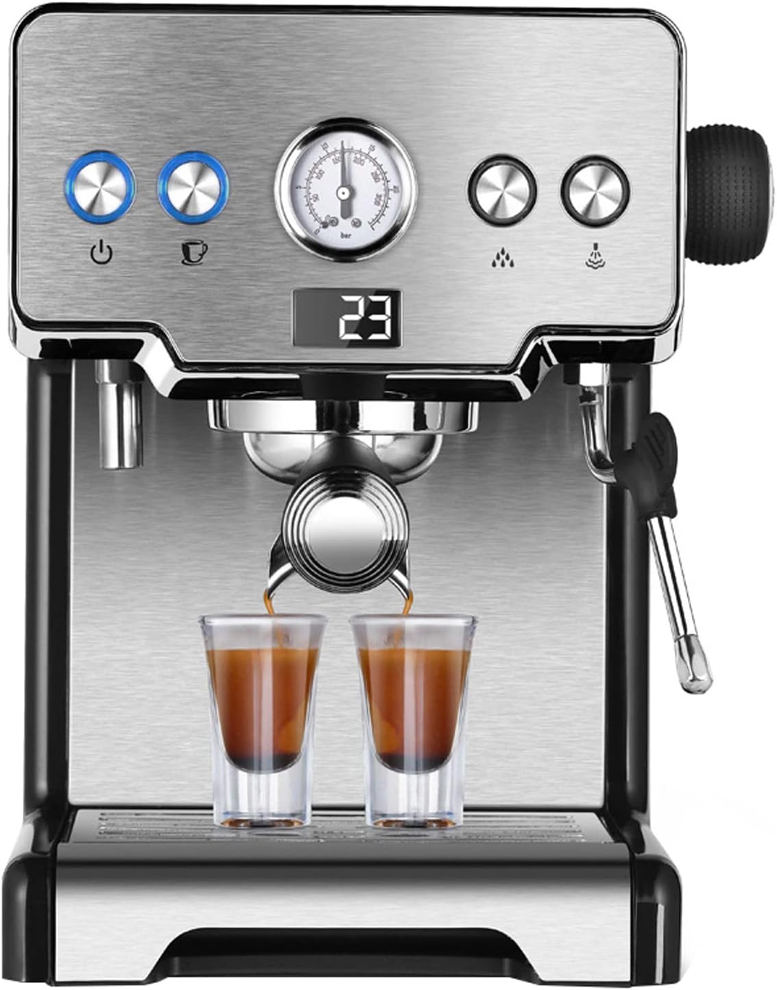 Espresso Machine 15 Bar Pump Pressure Home Italian Semi-Automatic Coffee Machine,Led Display, 1.7L Water Tank, Suitable for Cappuccino Mocha