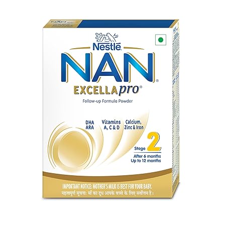 Nestle Nan EXCELLAPRO 2 Follow-Up Formula Powder - After 6 months, Up to 12 months, Stage 2, 400g Bag-In-Box Pack