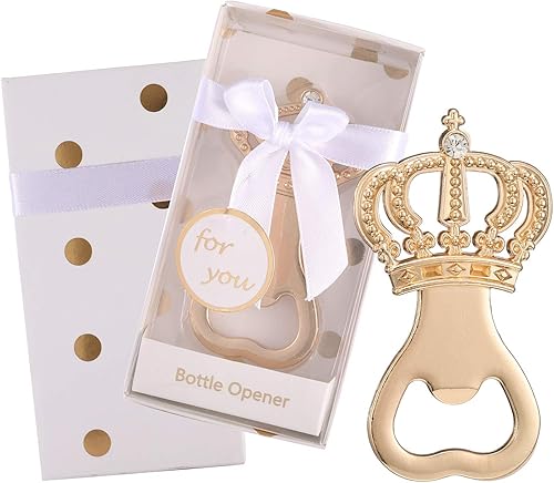 Layseri - Paquete de 24 abrebotellas de corona dorada, recuerdos de boda, recuerdos de fiesta para invitados, regalo de recuerdo para baby shower,