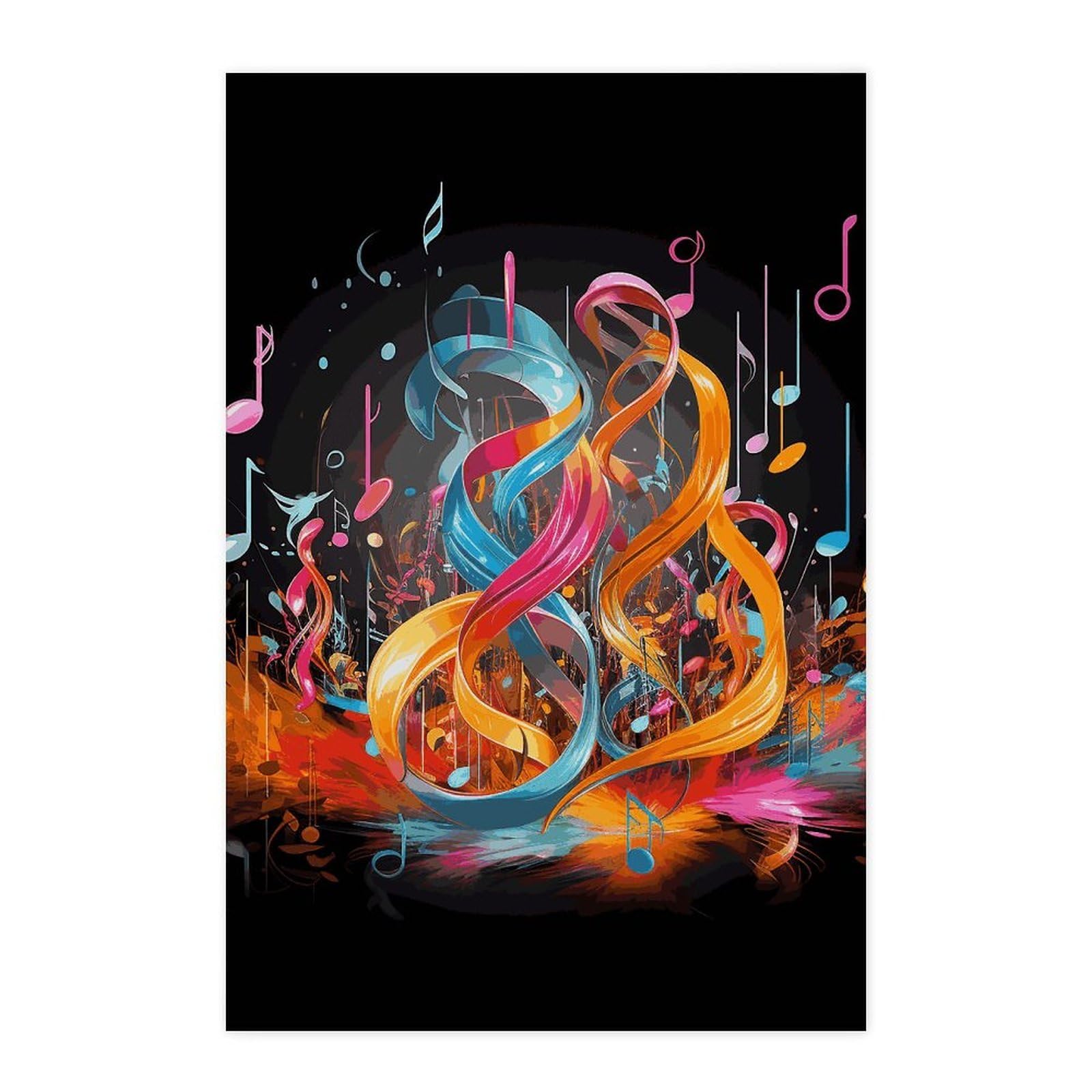 Affiches de notes de musique colorées pour une ambiance salon rétro