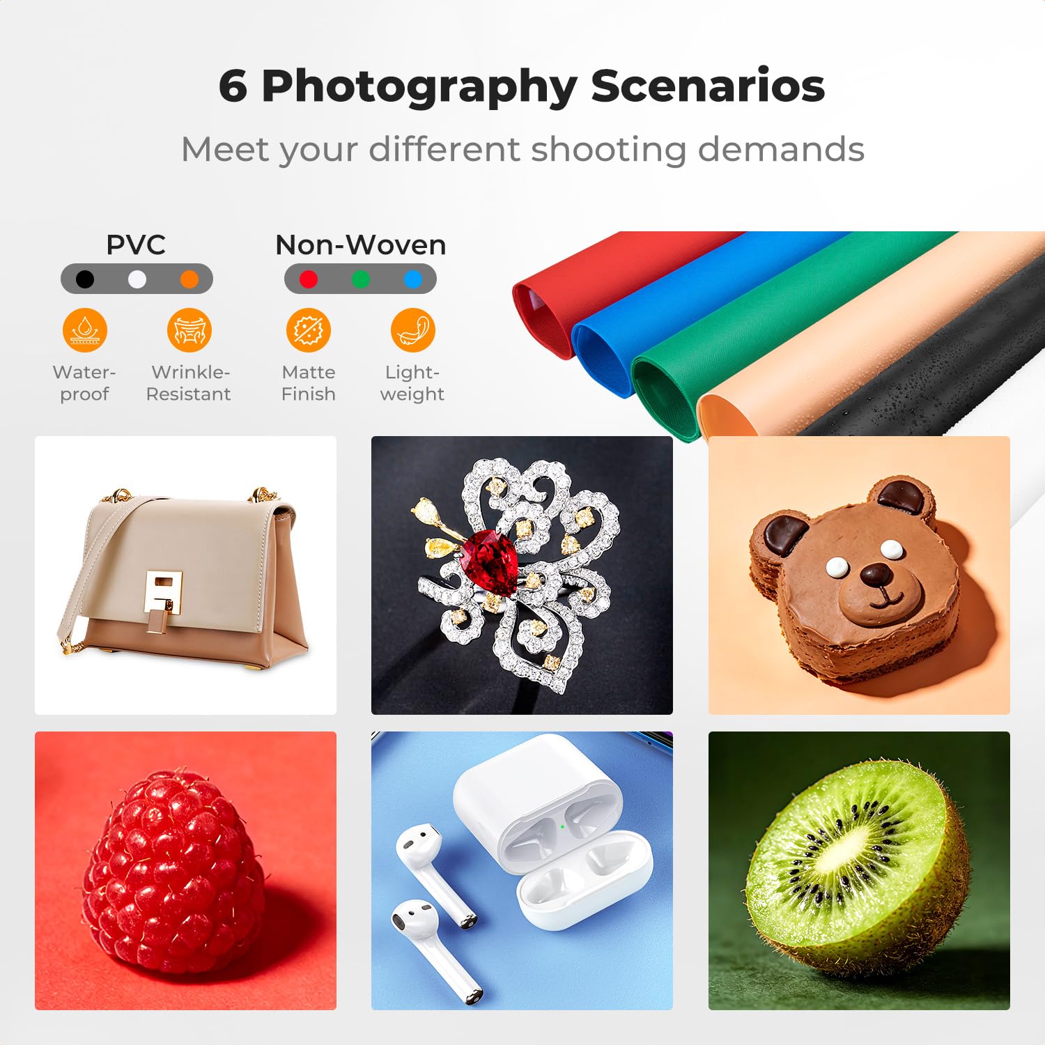 K&F CONCEPT Pudełko oświetleniowe do studia fotograficznego 50 cm x 50 cm z diodami LED 160 CRI 97 | Przenośny składany namiot strzelecki 3000K-5600K ściemniany i 6 tła do fotografii produktowej ZYRY09