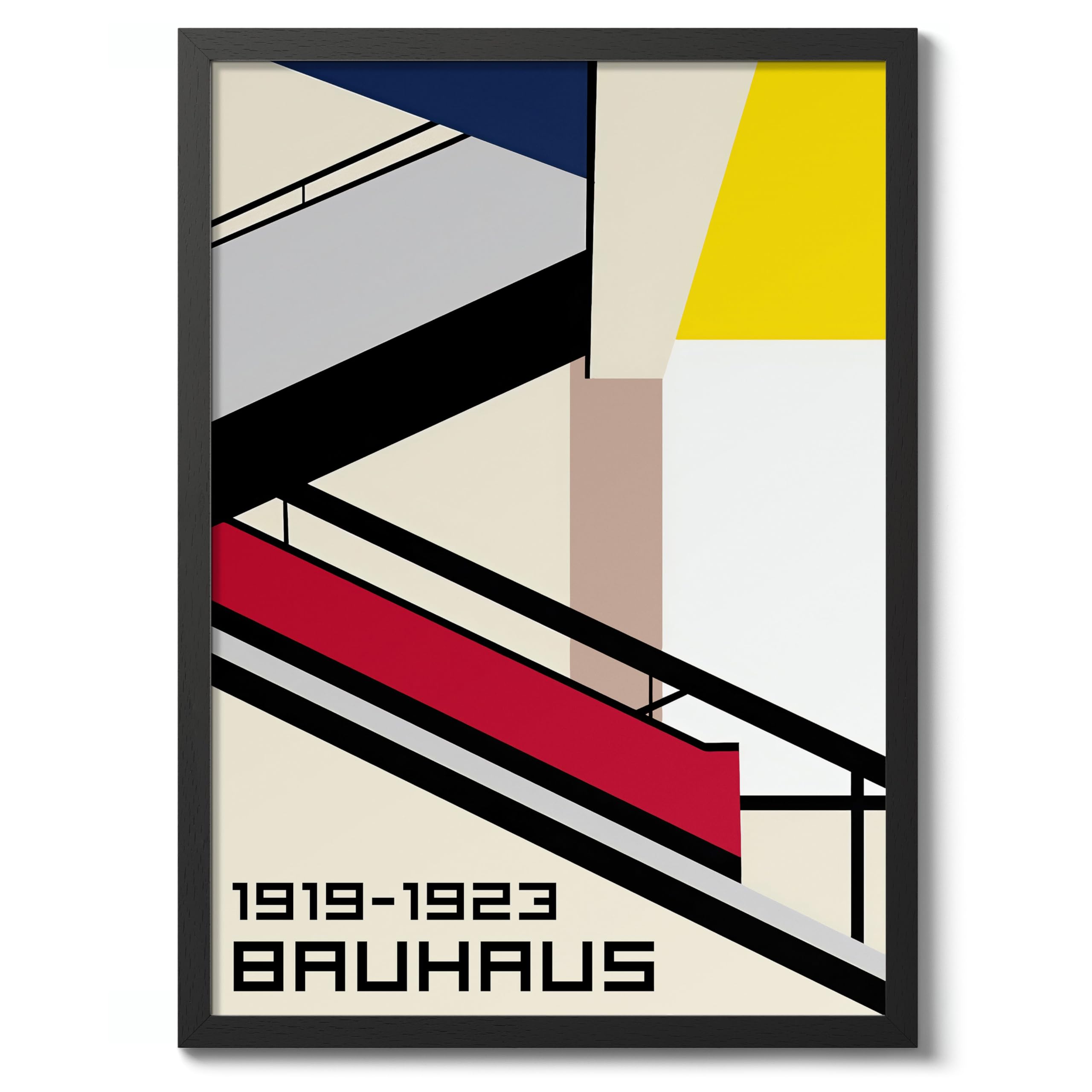 Bauhaus Architecture Poster, Bauhaus Mid-Century Modern Print, Retro Abstract Wall Art, A1 (Black Frame) - 86.9x62.4cm โ image 1