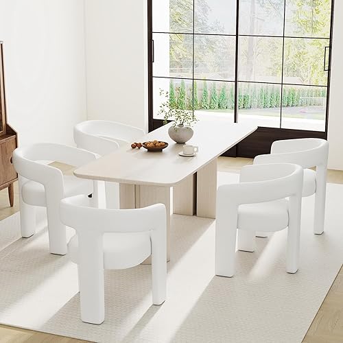 Miniatura 18 de Sillas de Comedor Modernas Tipo Barril Juego de 8, Sillas Laterales de Acento Tapizadas en Terciopelo con Brazos Cómodas Sillas de Tocador de