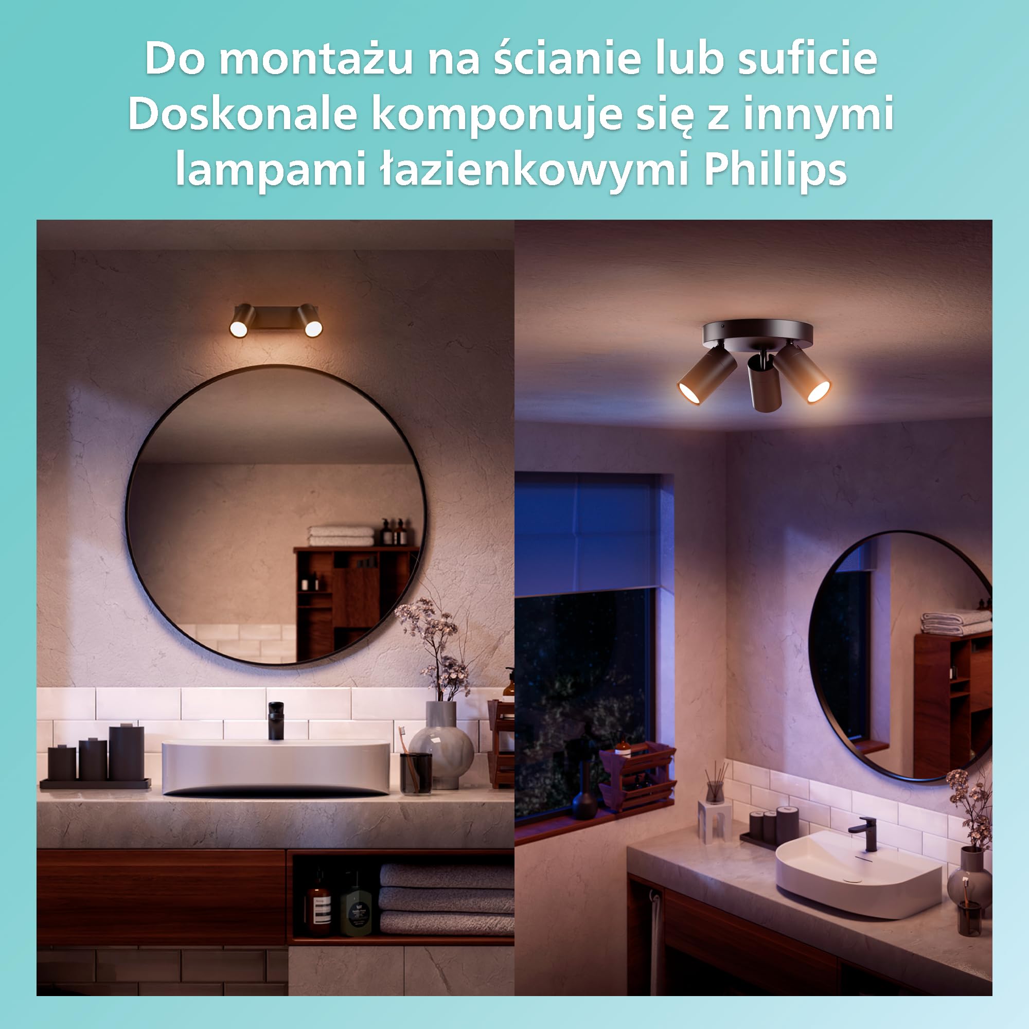 Philips LED Pojedynczy reflektor punktowy Idris, czarny, IP44, wodoodporny, żarówka GU10 nie wchodzi w skład zestawu